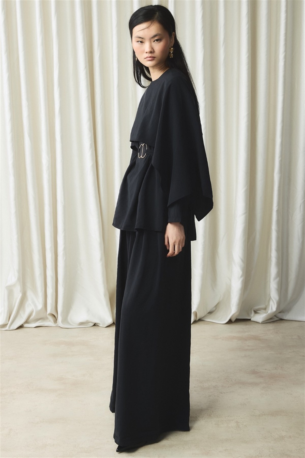 Şal Yaka Kemerli Takım - Siyah