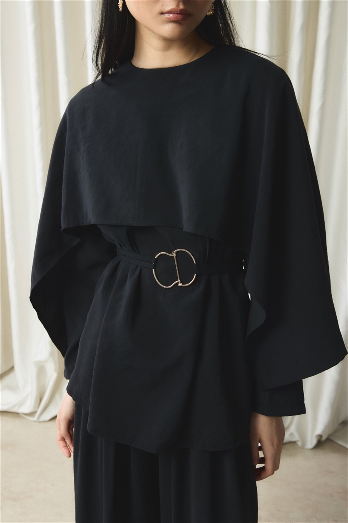 Şal Yaka Kemerli Takım - Siyah