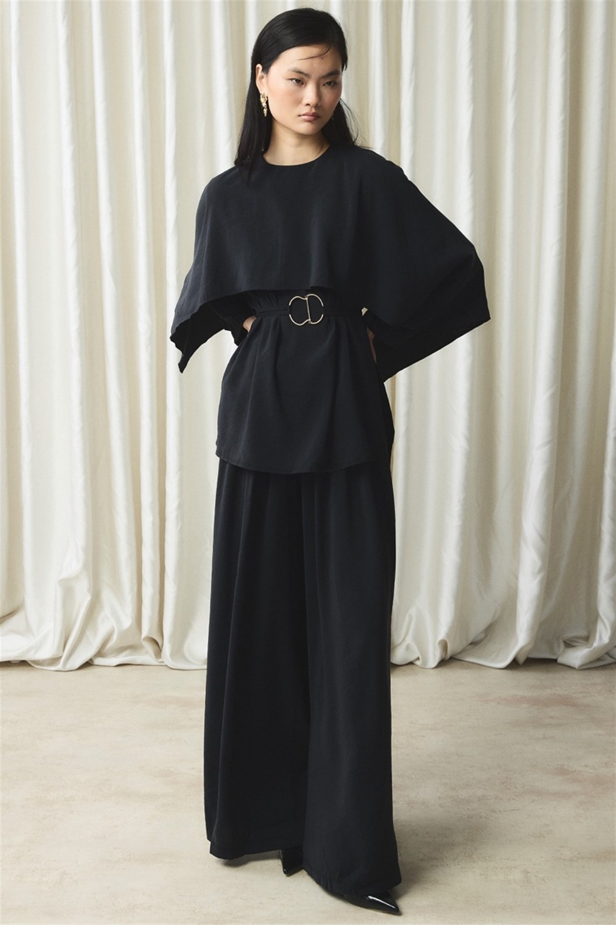 Şal Yaka Kemerli Takım - Siyah