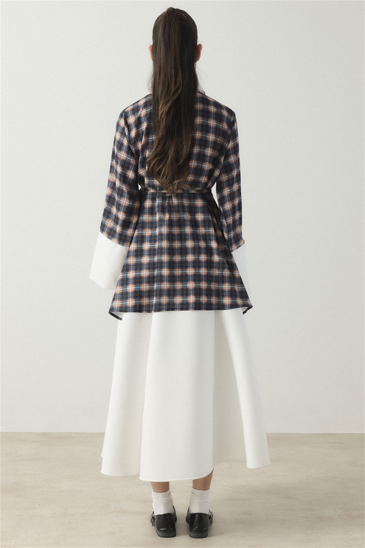 Selene Ekose Yaka Manşet Gömlek - Lacivert