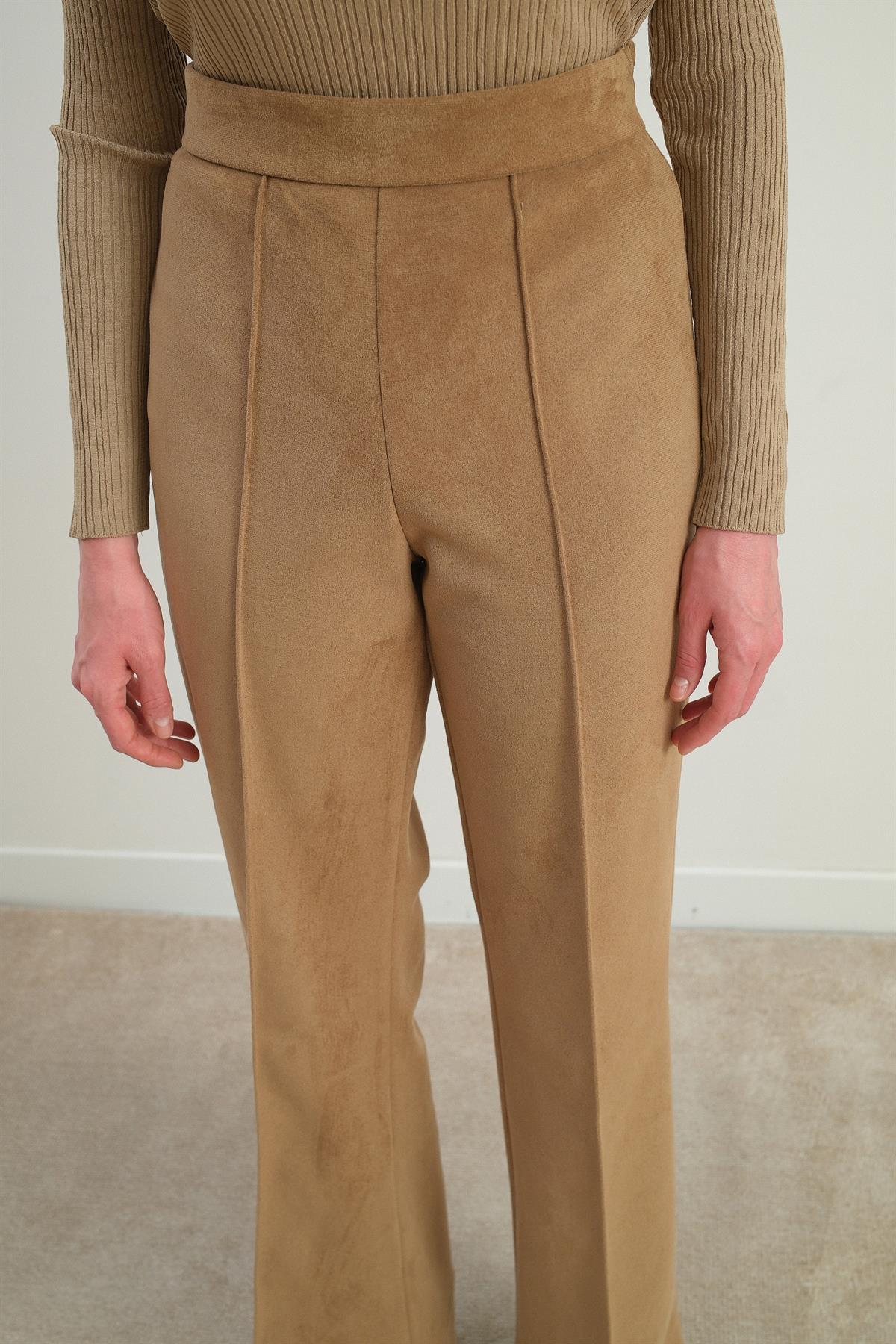 Süet Pantolon - Bej