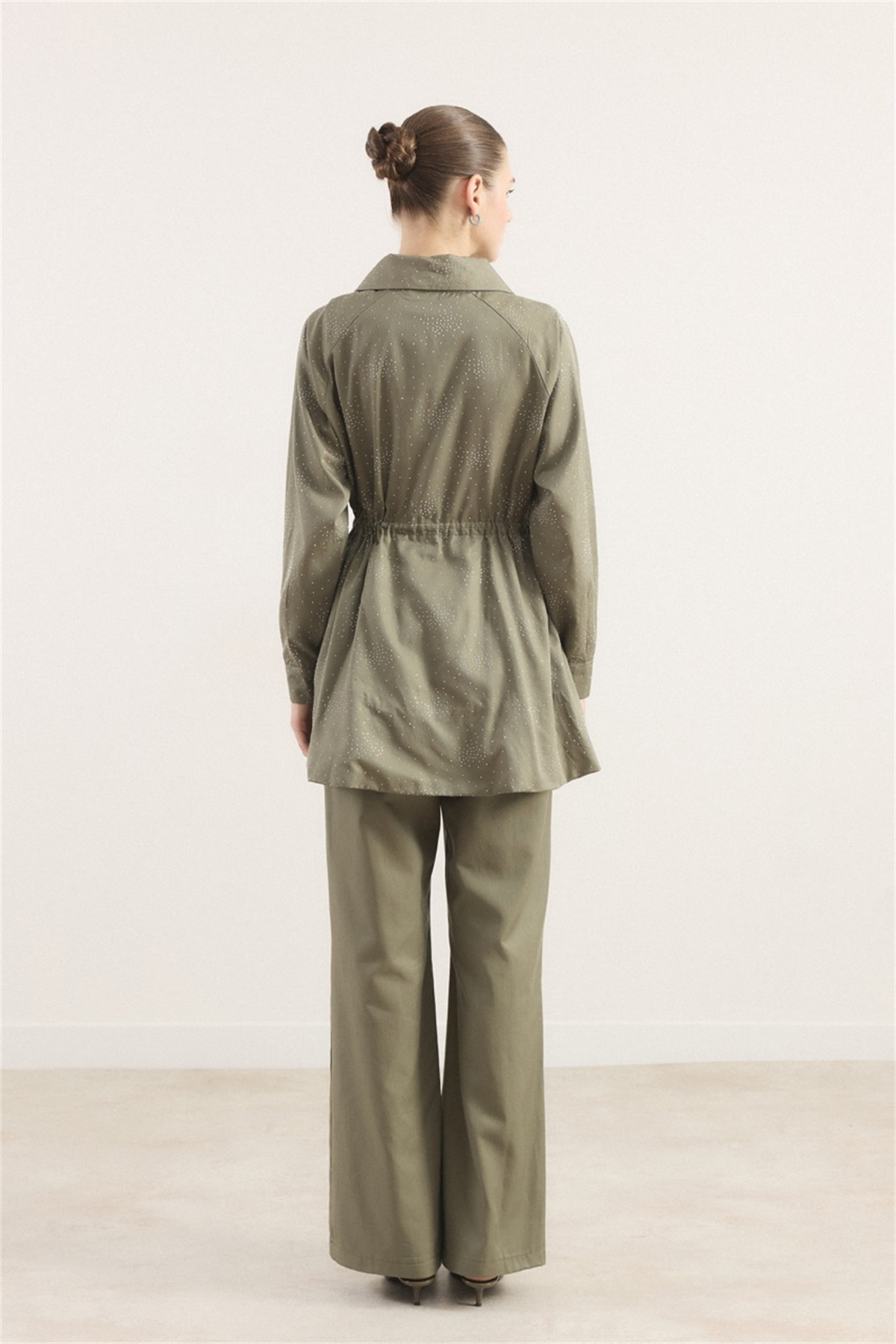 Taş Detaylı Bel Tünelli Takım - Haki