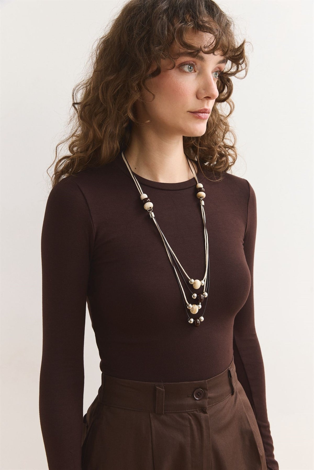 Taş Detaylı Sıralı Kolye - Mix