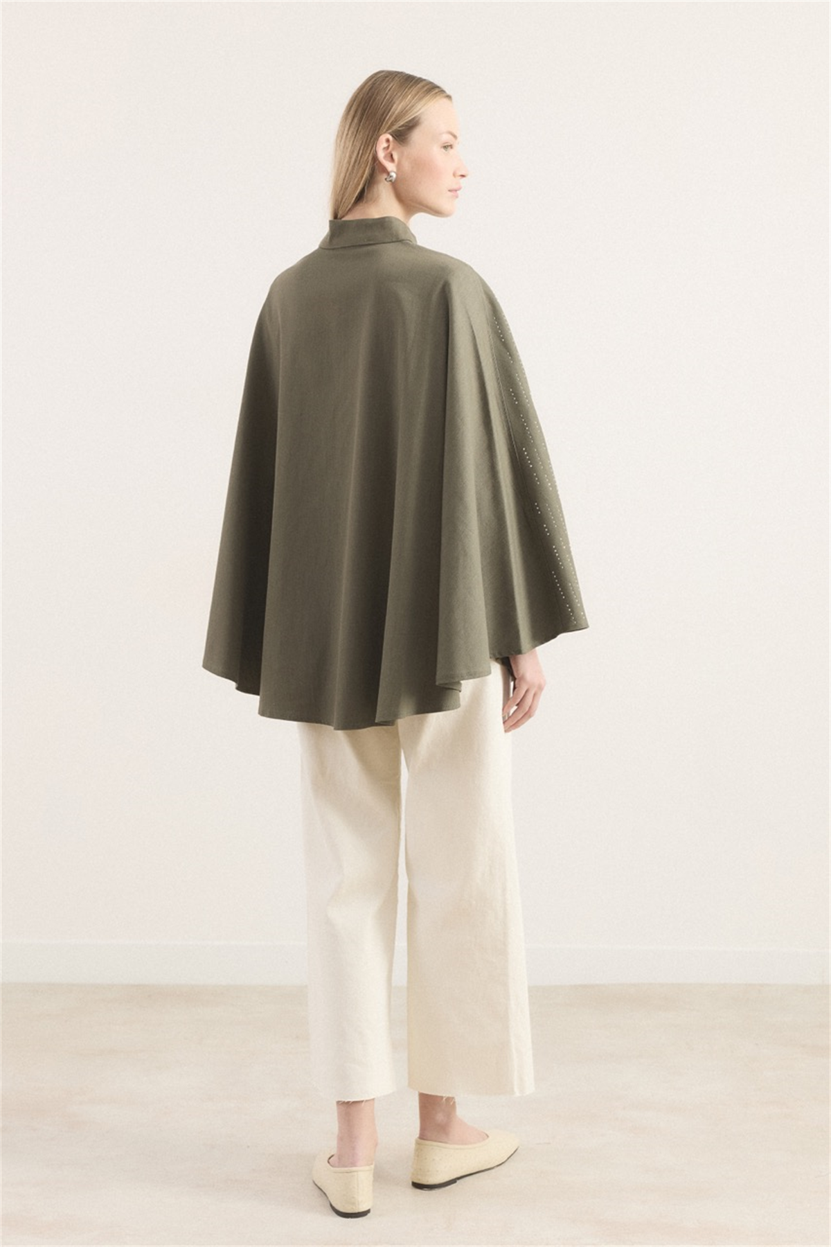 Taşlı Kot Panço - Haki