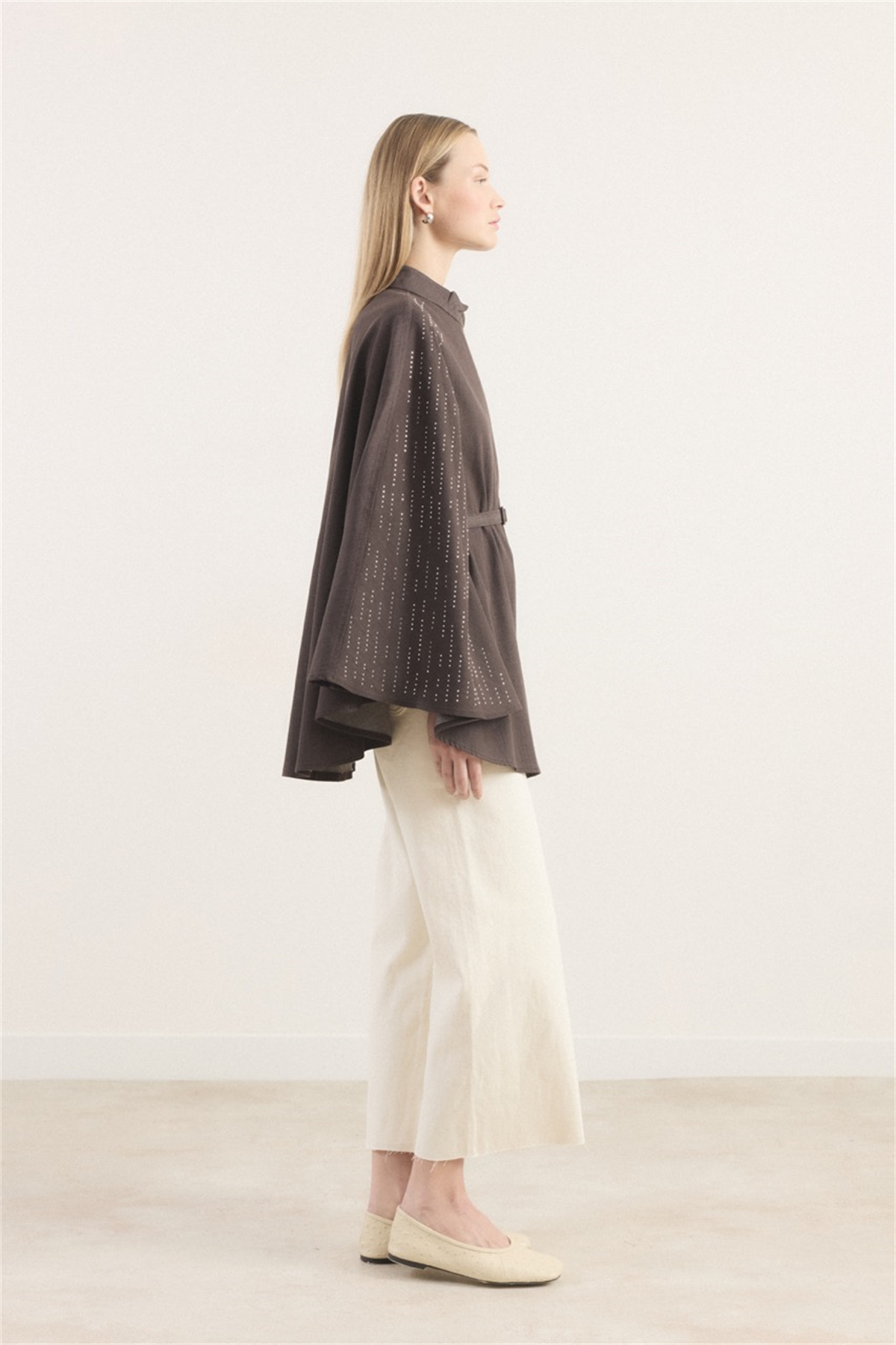 Taşlı Kot Panço - Kahve