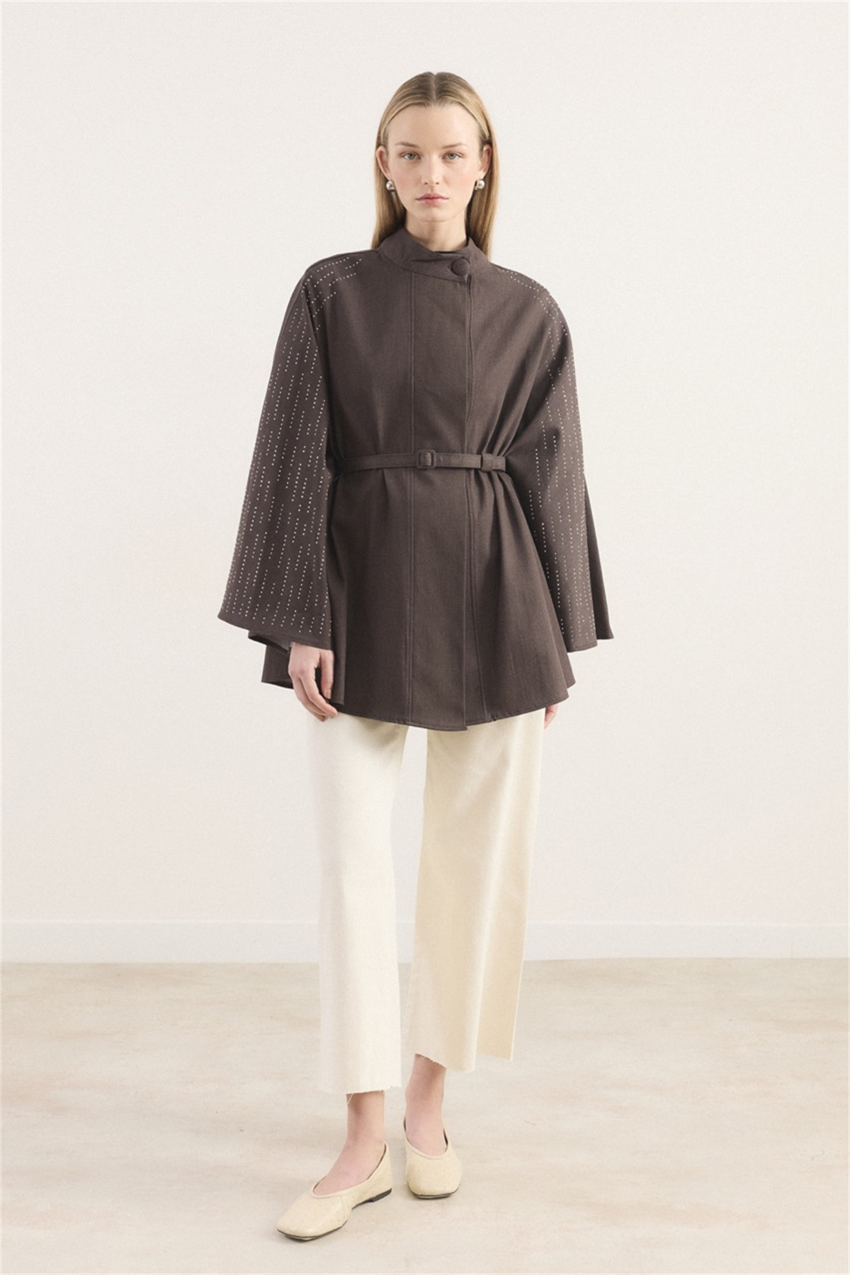 Taşlı Kot Panço - Kahve