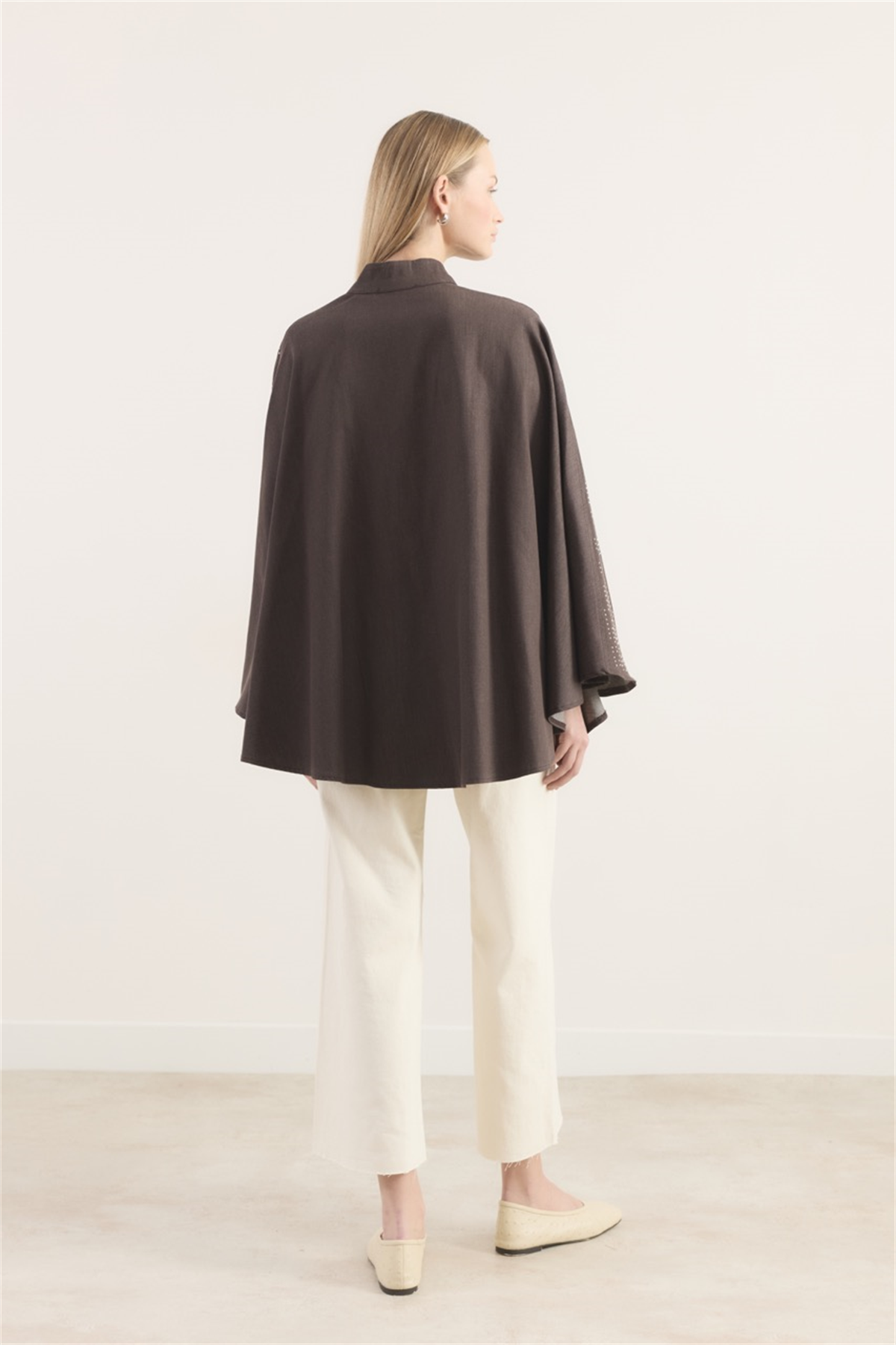 Taşlı Kot Panço - Kahve