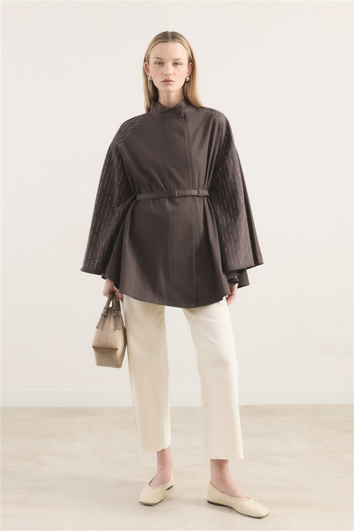 Taşlı Kot Panço - Kahve