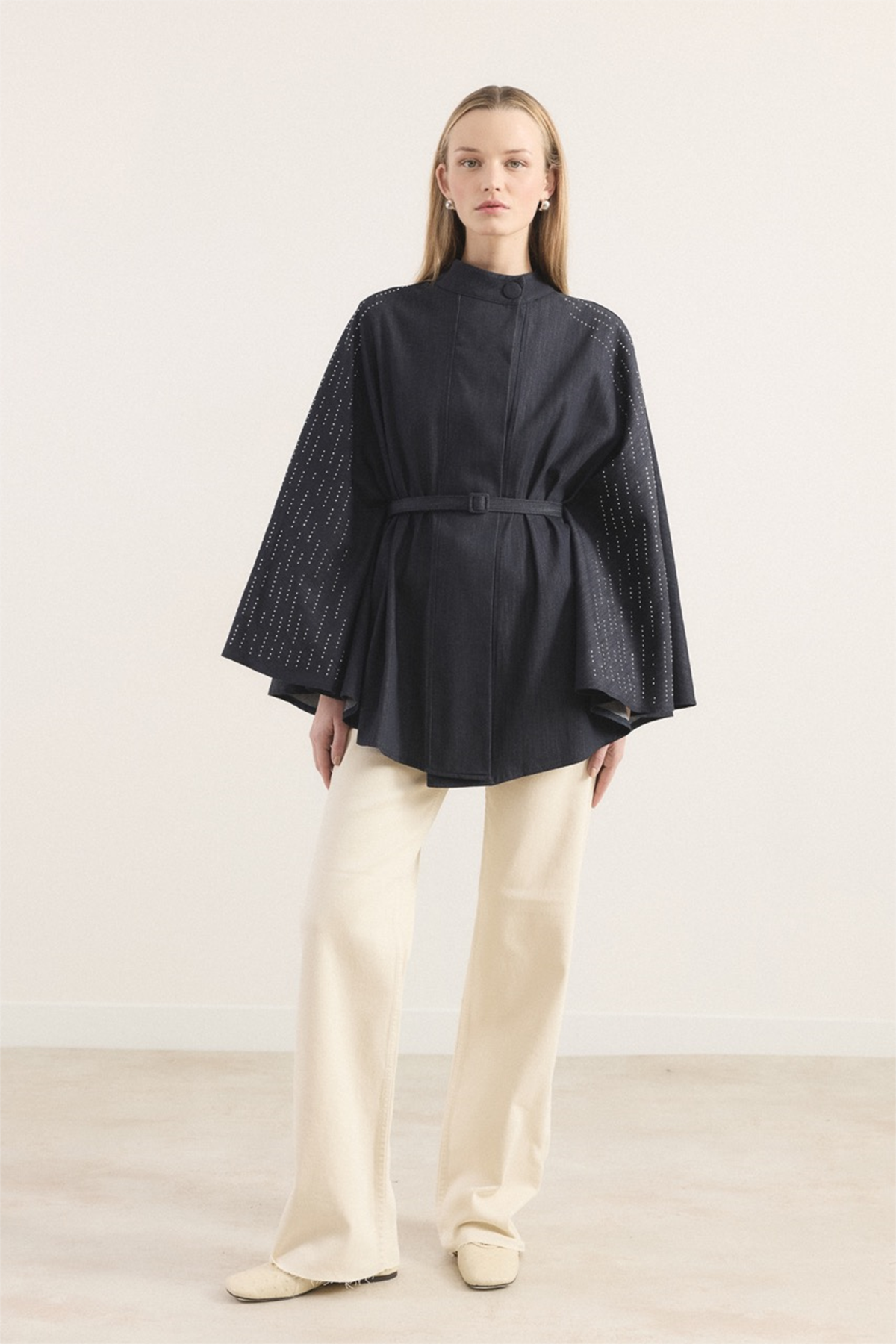 Taşlı Kot Panço - Lacivert