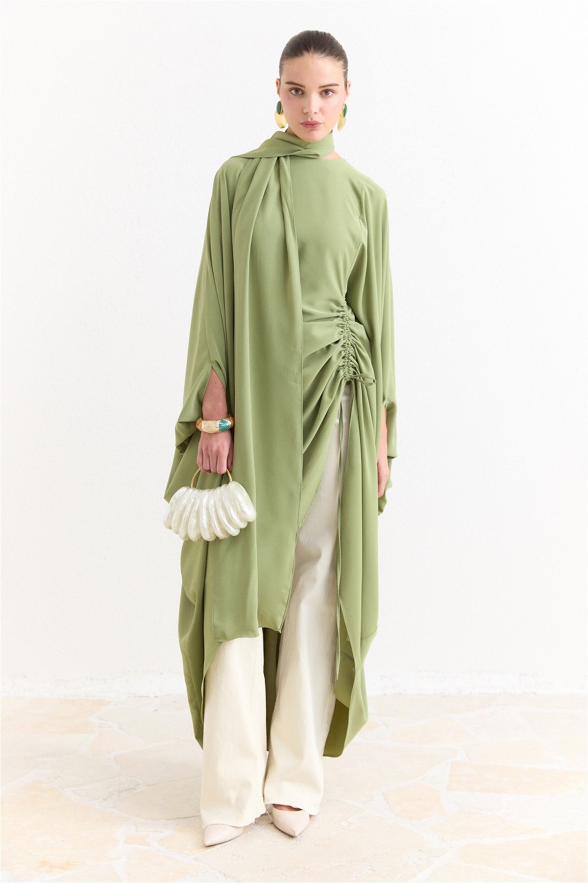 Tünel Detaylı Abaya - Çağla