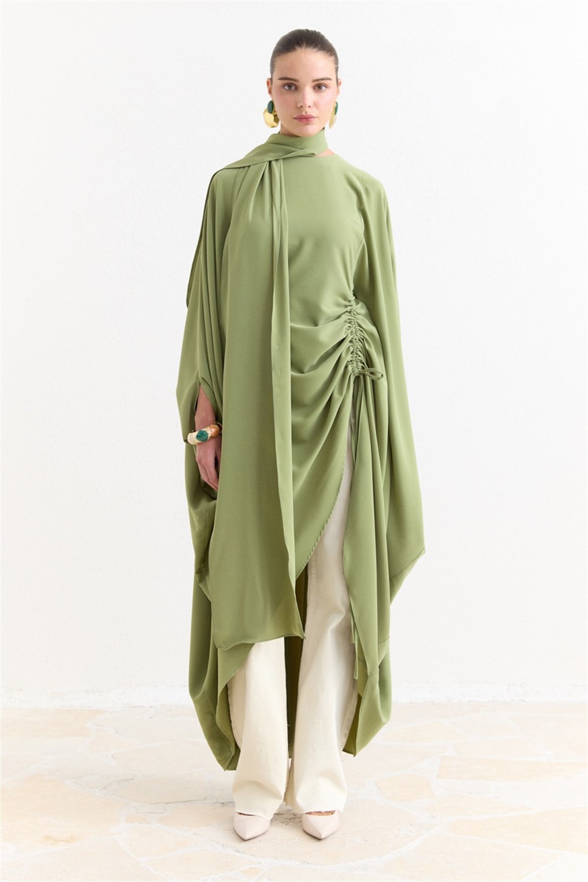 Tünel Detaylı Abaya - Çağla