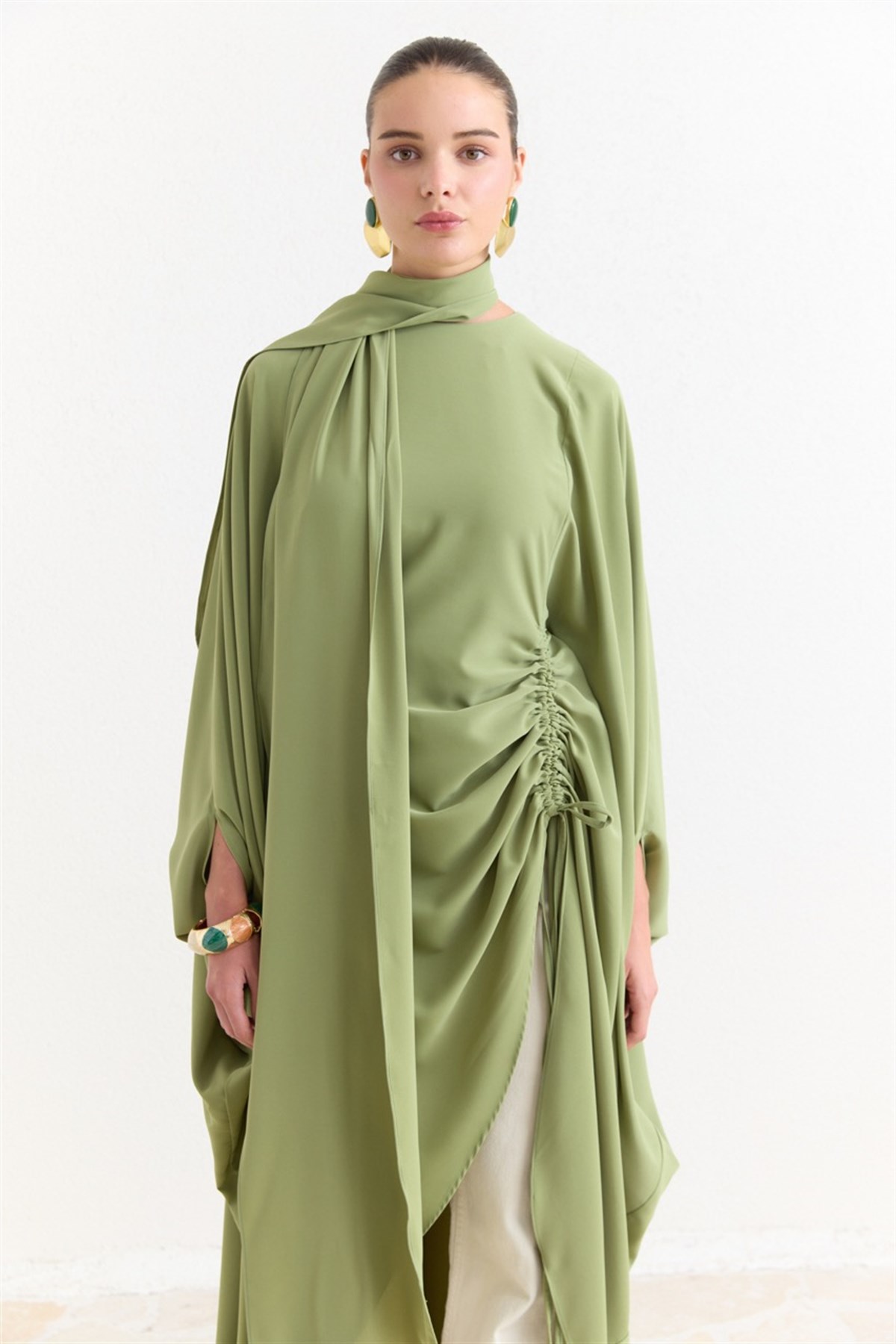 Tünel Detaylı Abaya - Çağla