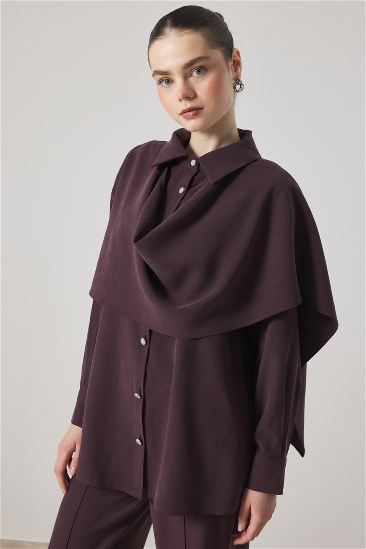 VALÉN OMUZDAN ŞALLI TAKIM - Bordo