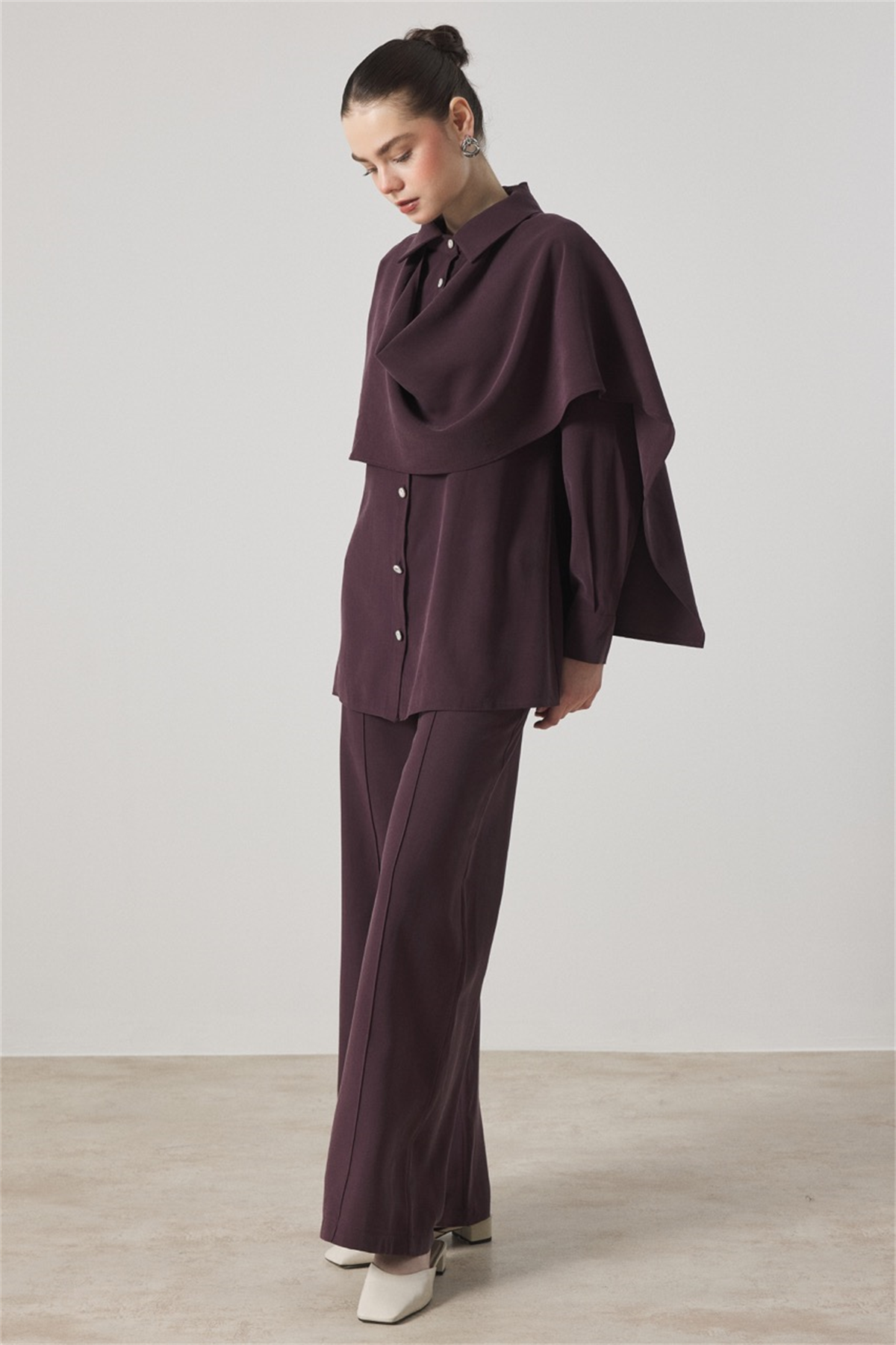 VALÉN OMUZDAN ŞALLI TAKIM - Bordo