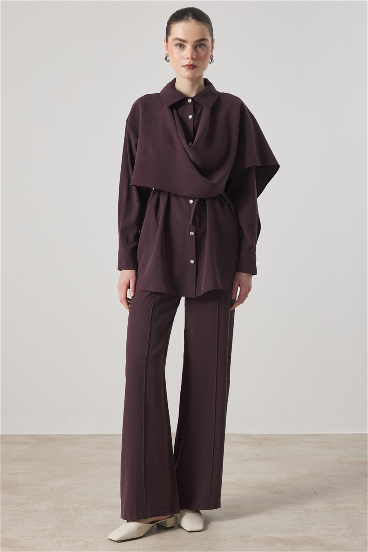 VALÉN OMUZDAN ŞALLI TAKIM - Bordo