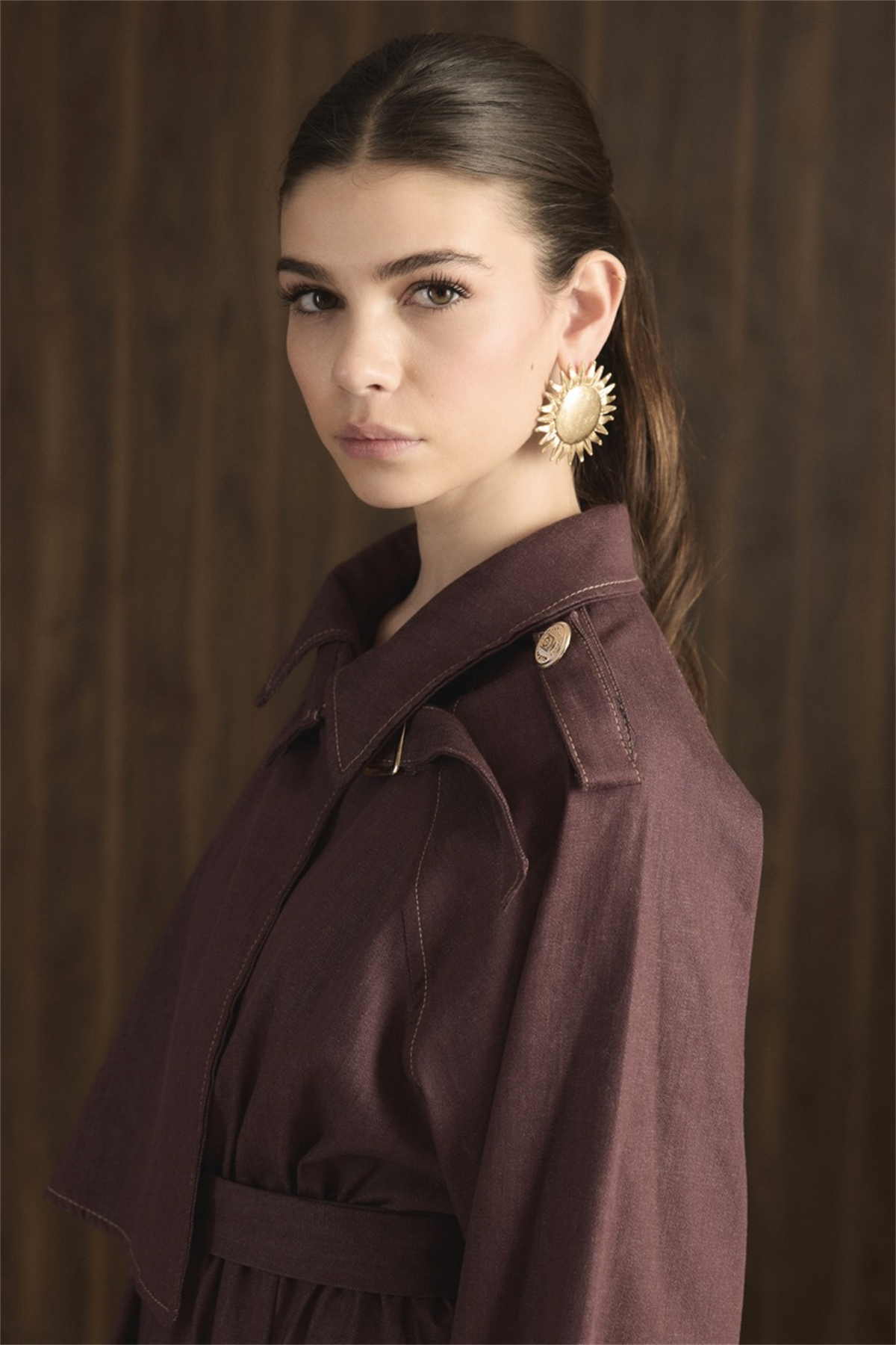 Vera Trenç Elbise - Bordo