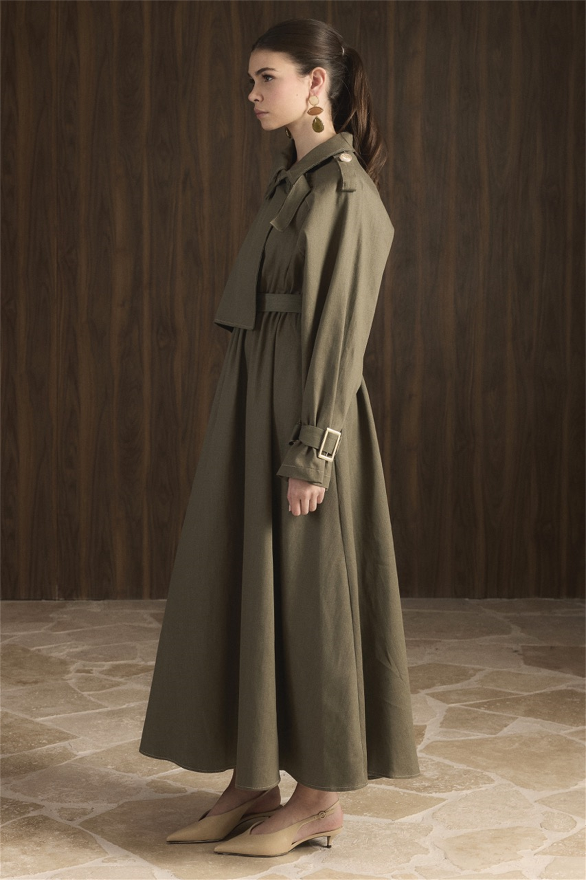 Vera Trenç Elbise - Haki