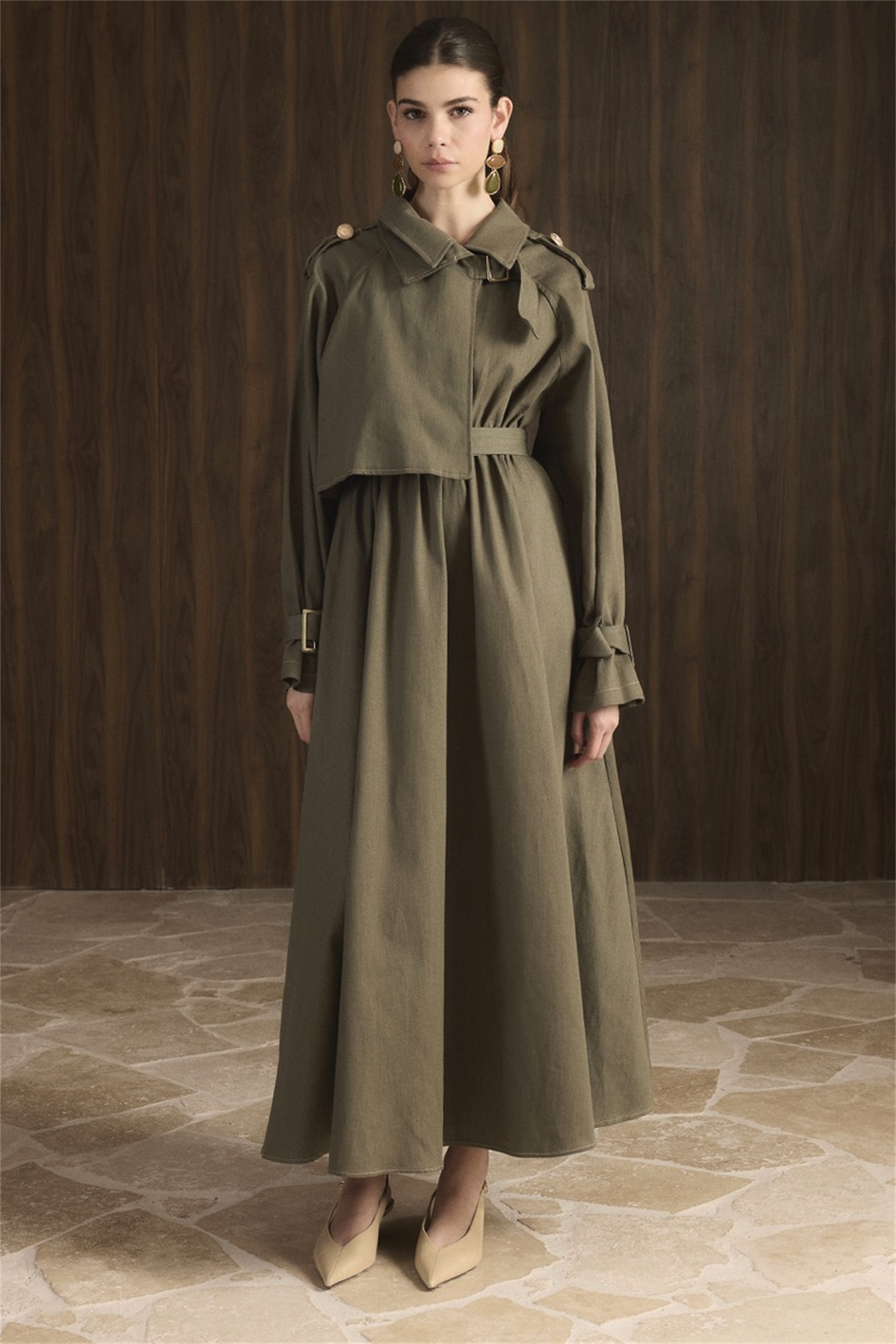 Vera Trenç Elbise - Haki
