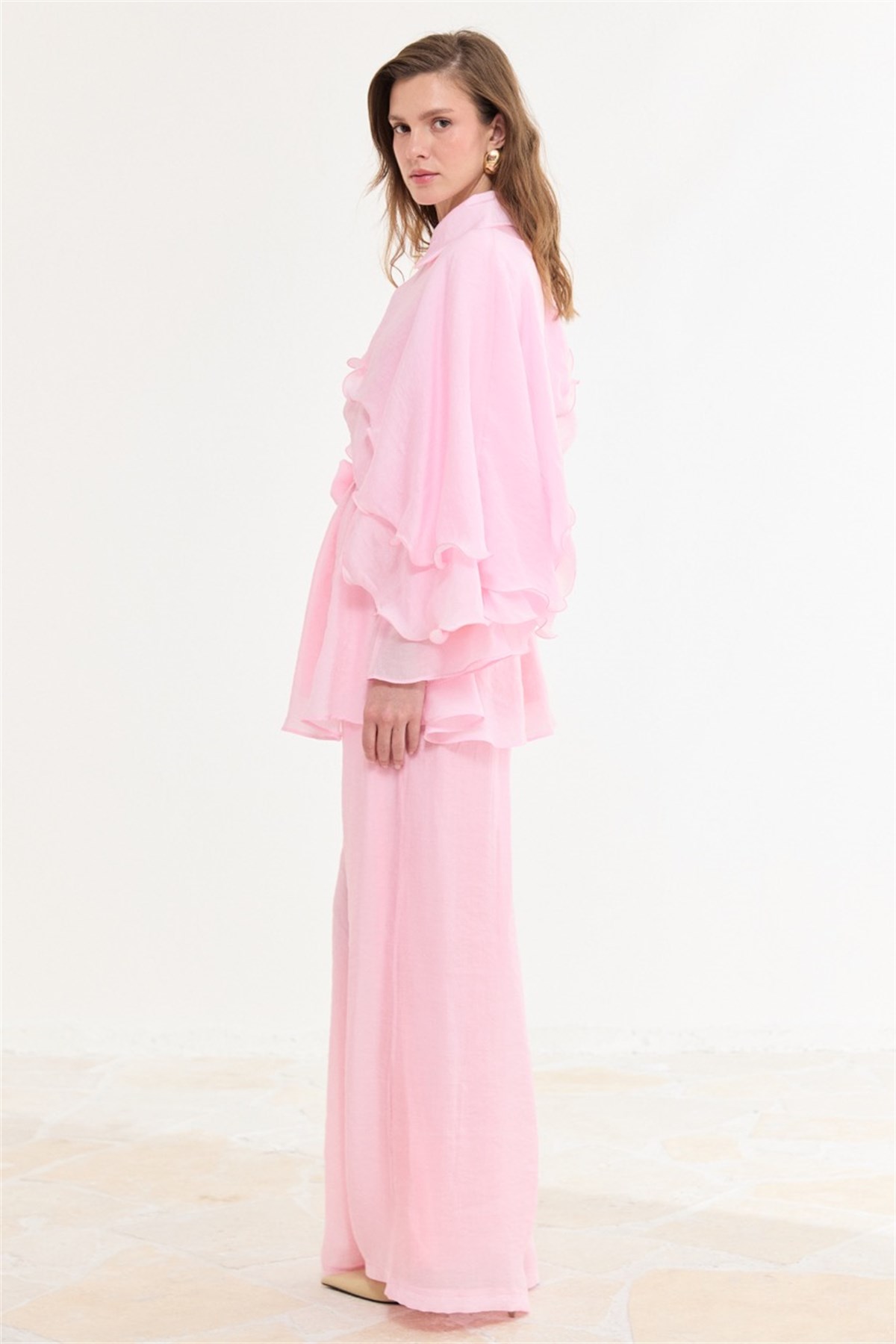 Volanlı İbiza Pantolon Takım - Pembe