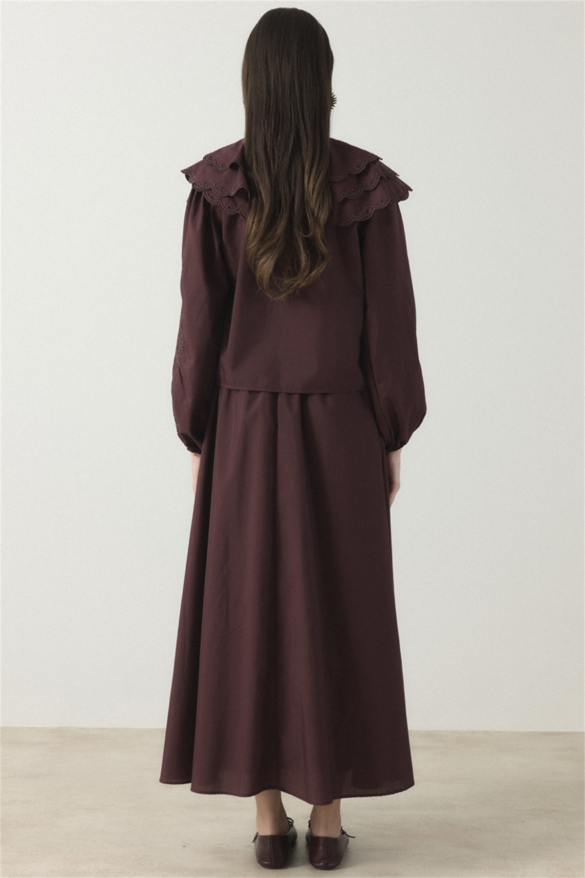 Yaka Nakışlı Dacron Takım - Bordo