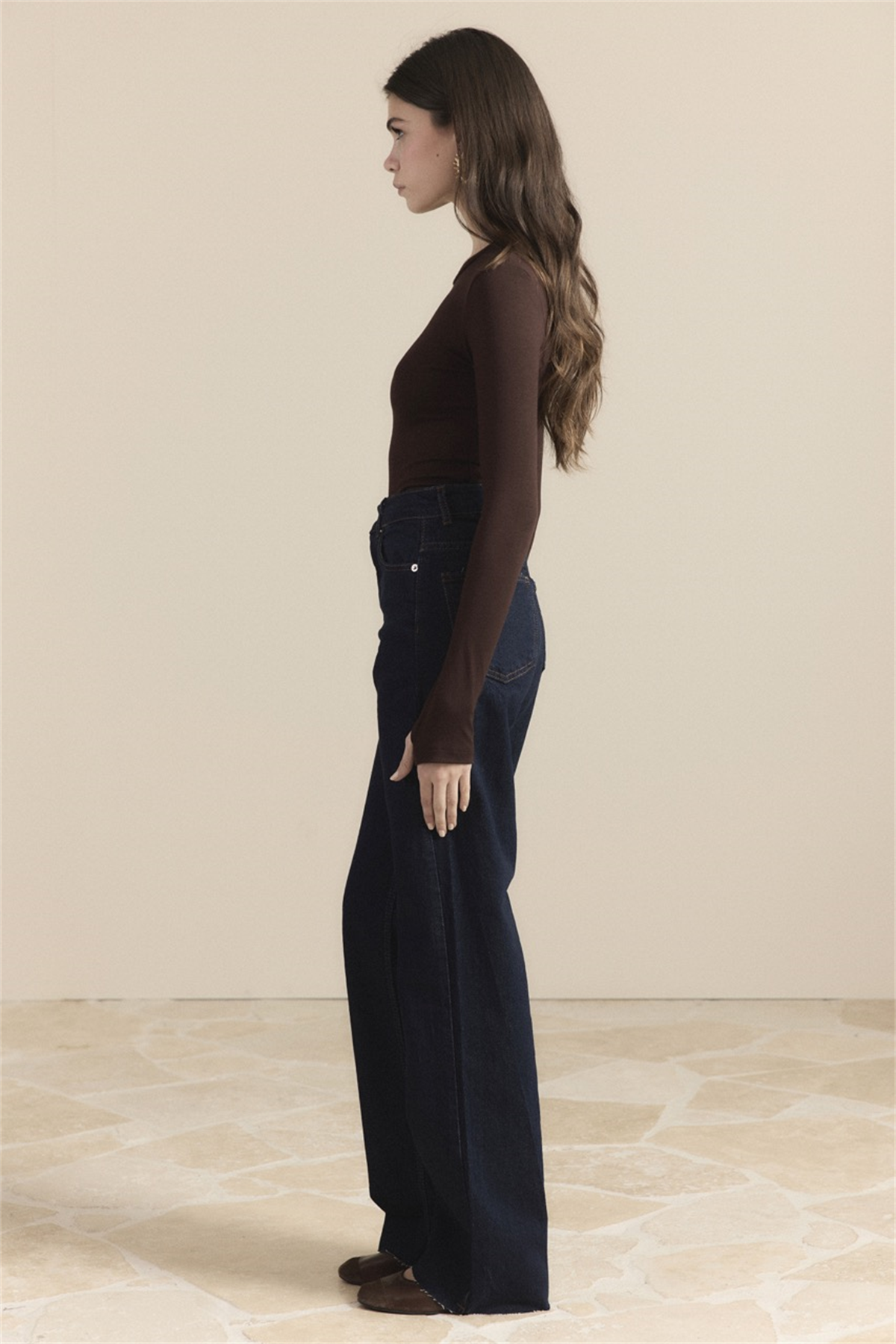 Yüksek Bel Straight Kot Pantolon - Koyu Lacivert