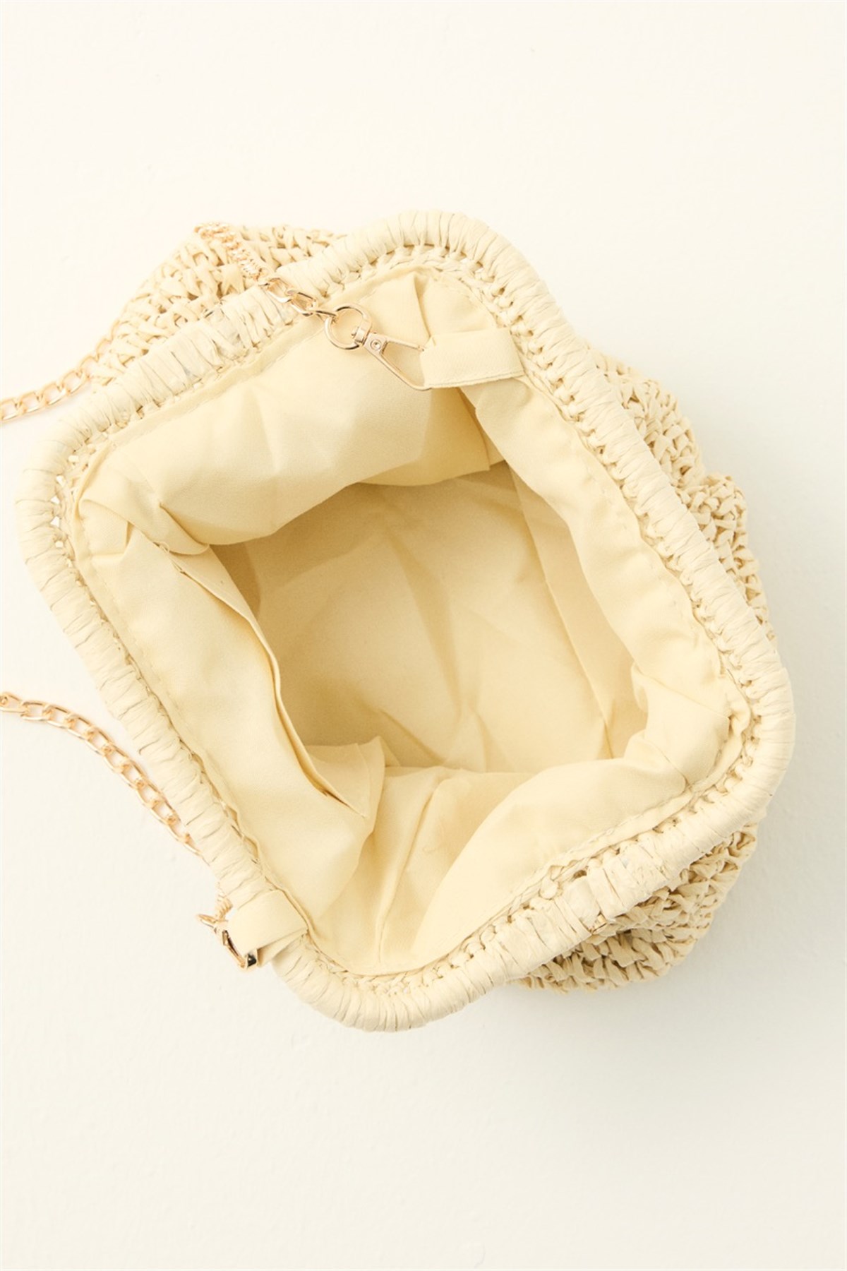 Zincirli Hasır Çanta - Bej