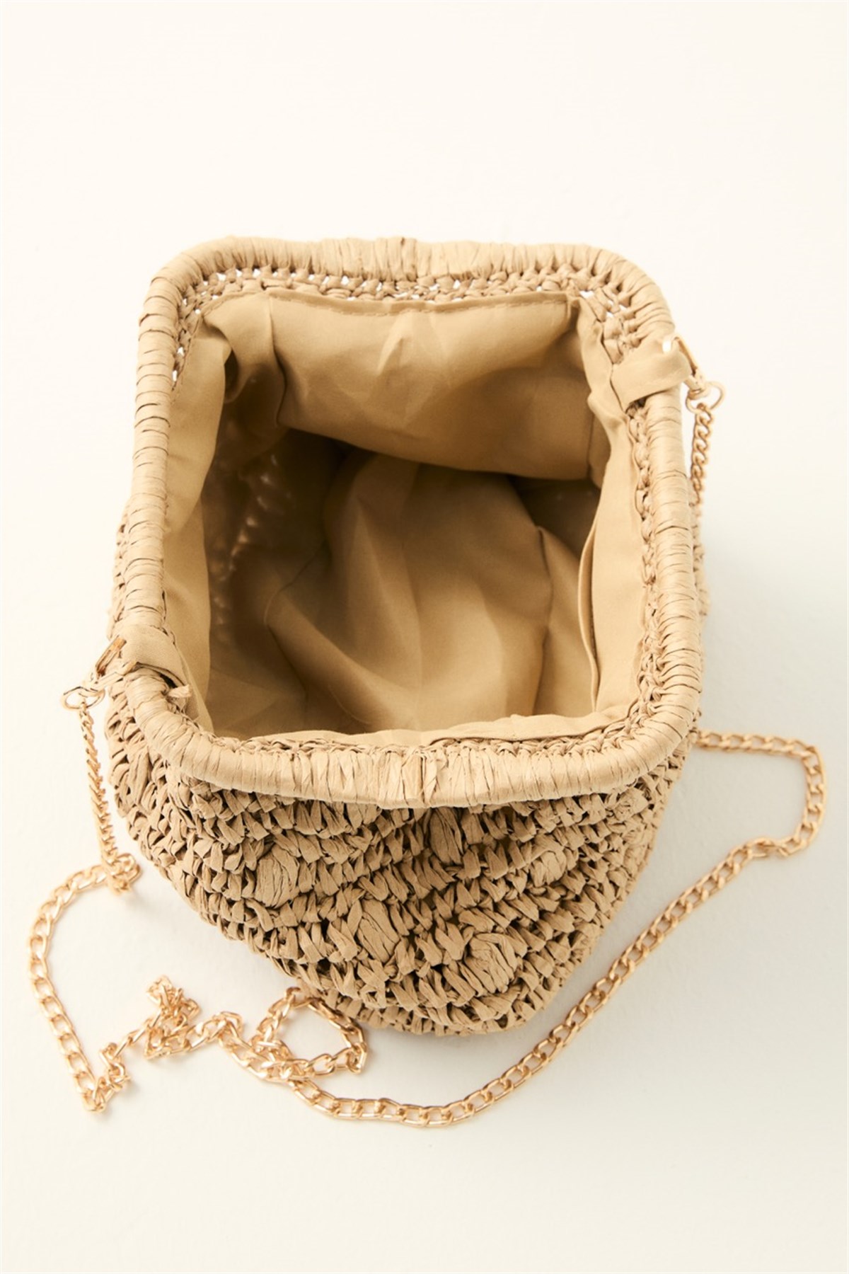 Zincirli Hasır Çanta - Camel