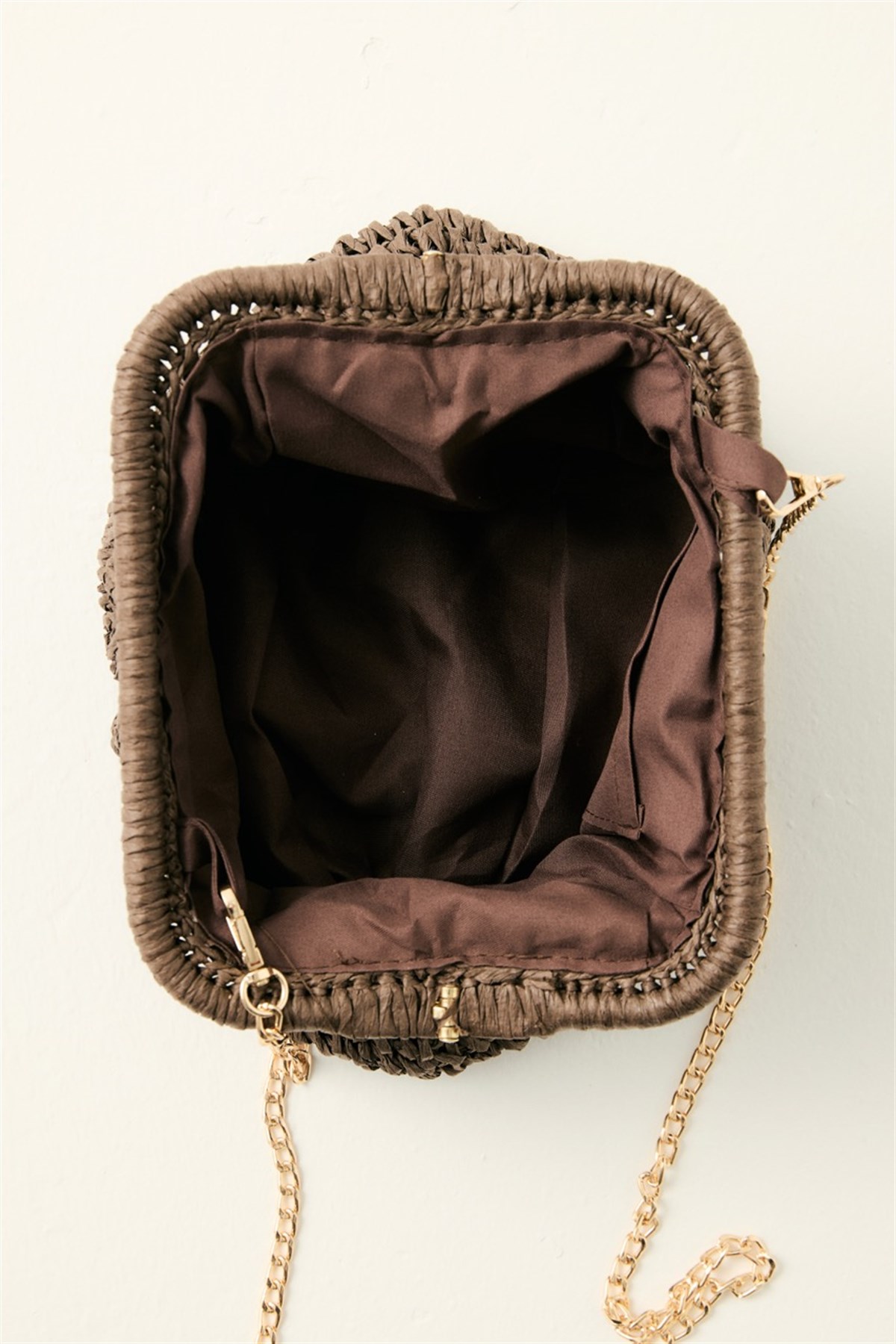 Zincirli Hasır Çanta - Kahve