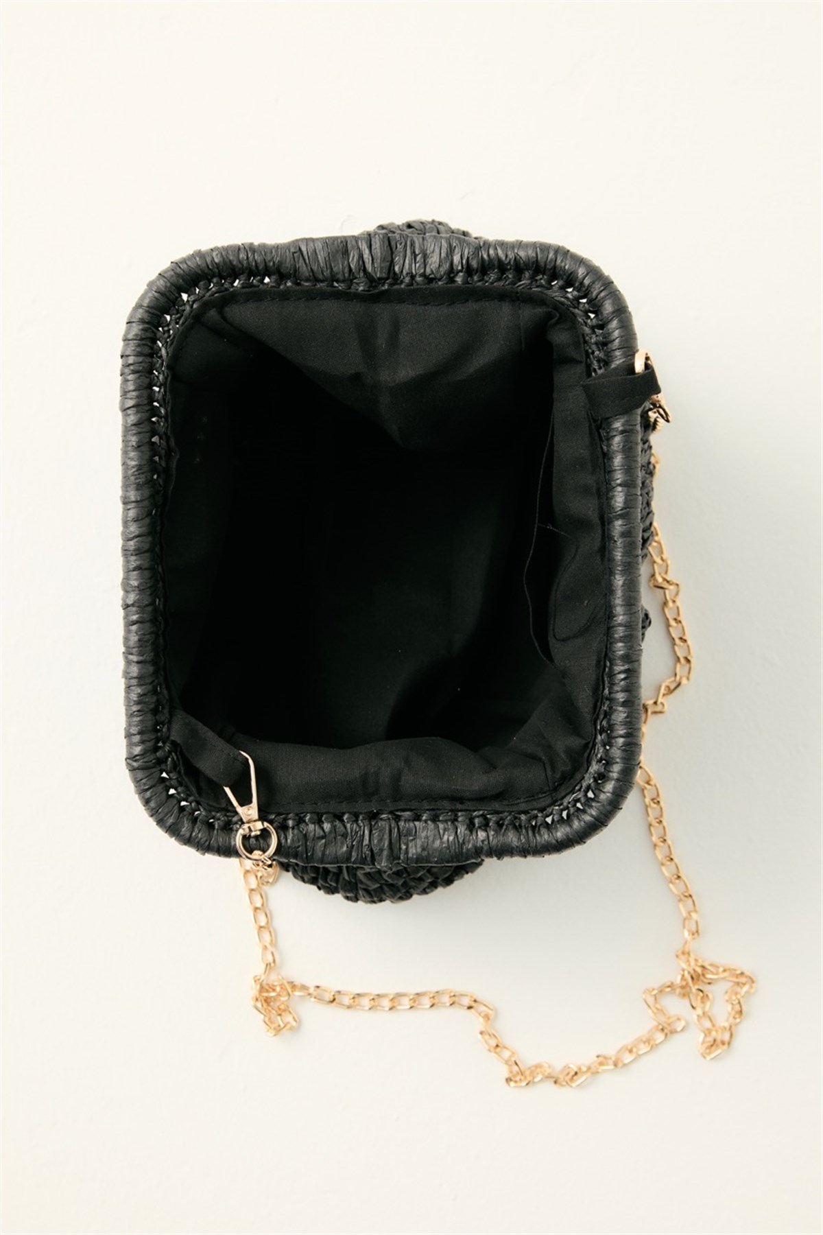 Zincirli Hasır Çanta - Siyah