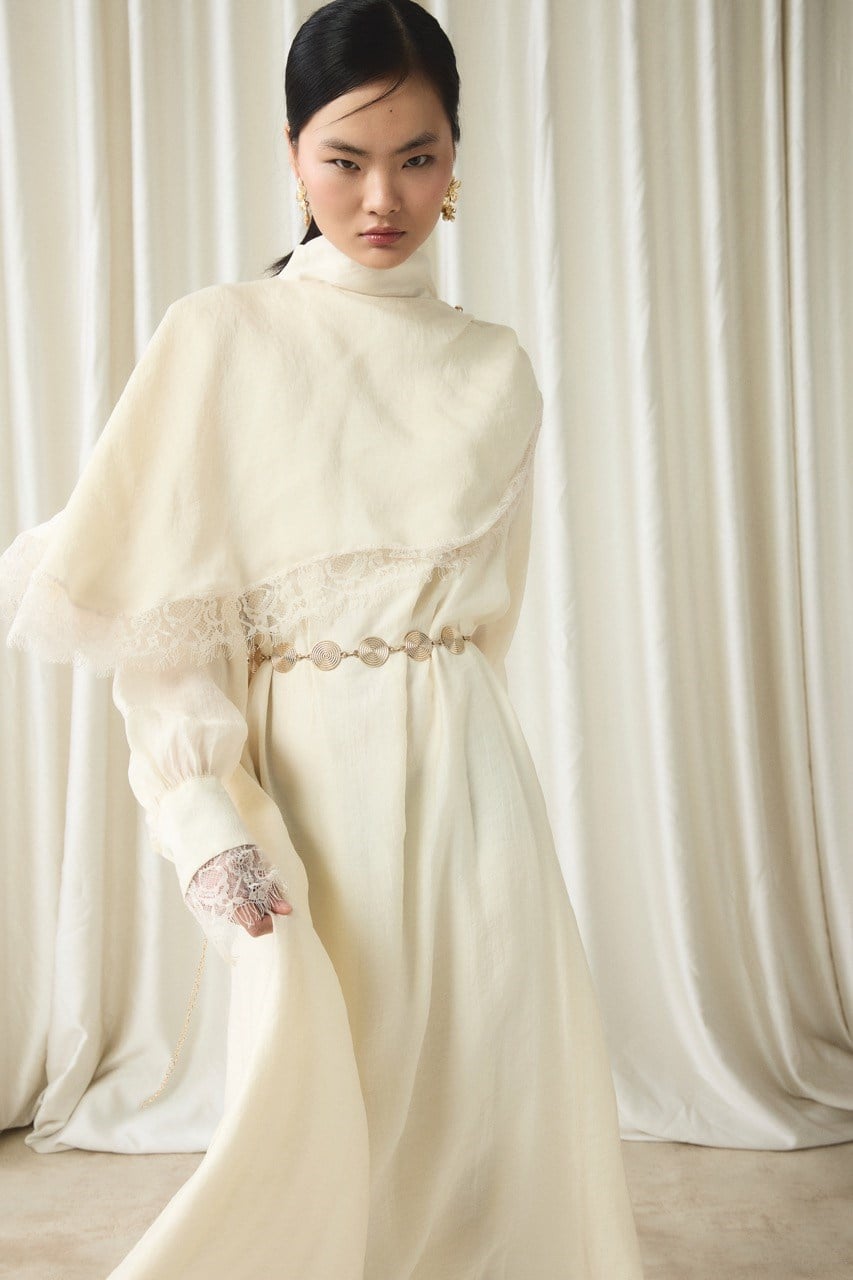 Aller Dantel Detaylı Elbise - Ekru