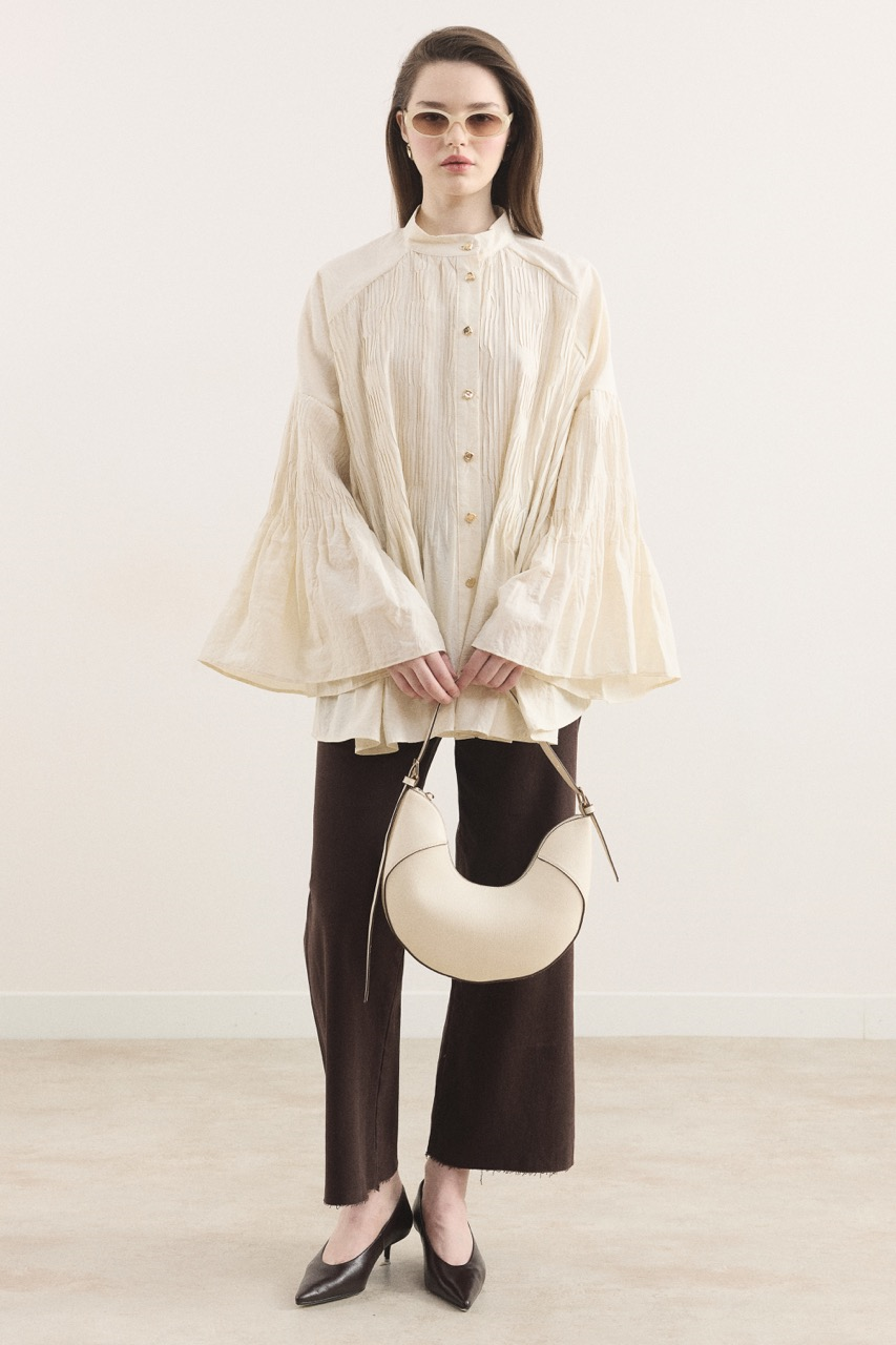 Martha Düğmeli Belden Bağlamalı Gömlek - Bej