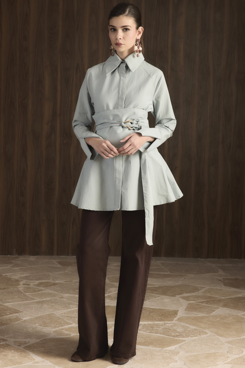 Maya Geniş Kemerli Gömlek - Mint Yeşil