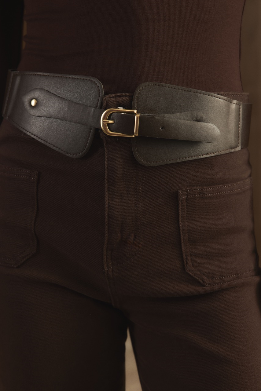 Minimal Toka Detaylı Geniş Kemer - Acı Kahve