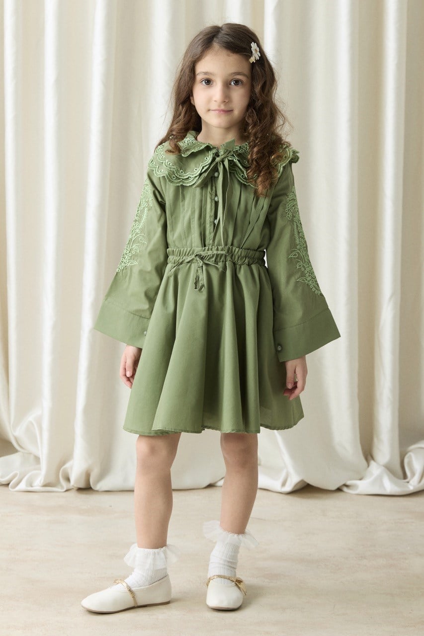 Nakışlı Dacron Etek Takım - Haki