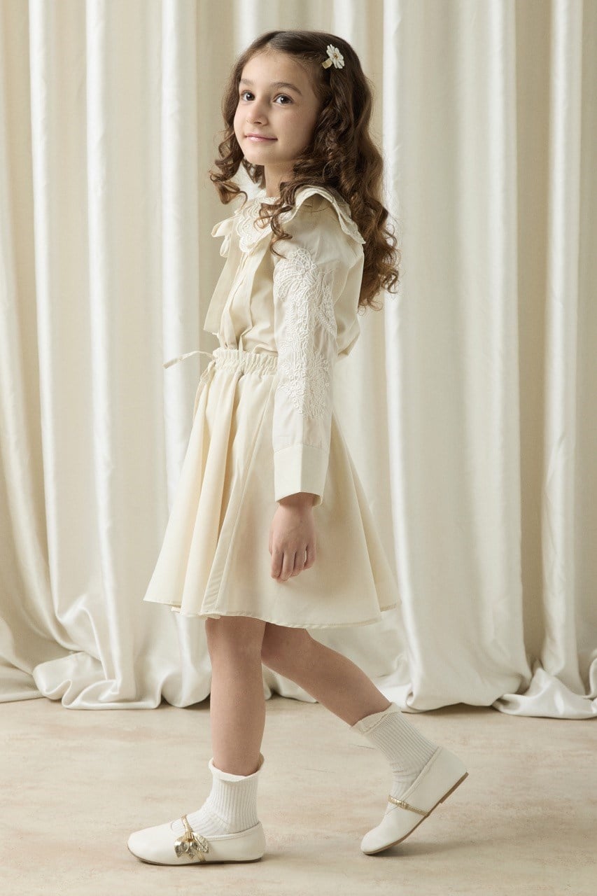 Nakışlı Dacron Etek Takım - Taş