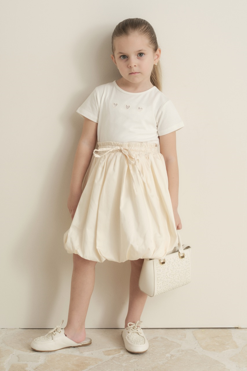 Pamuk Compackt Saten Balon Etek - Krem