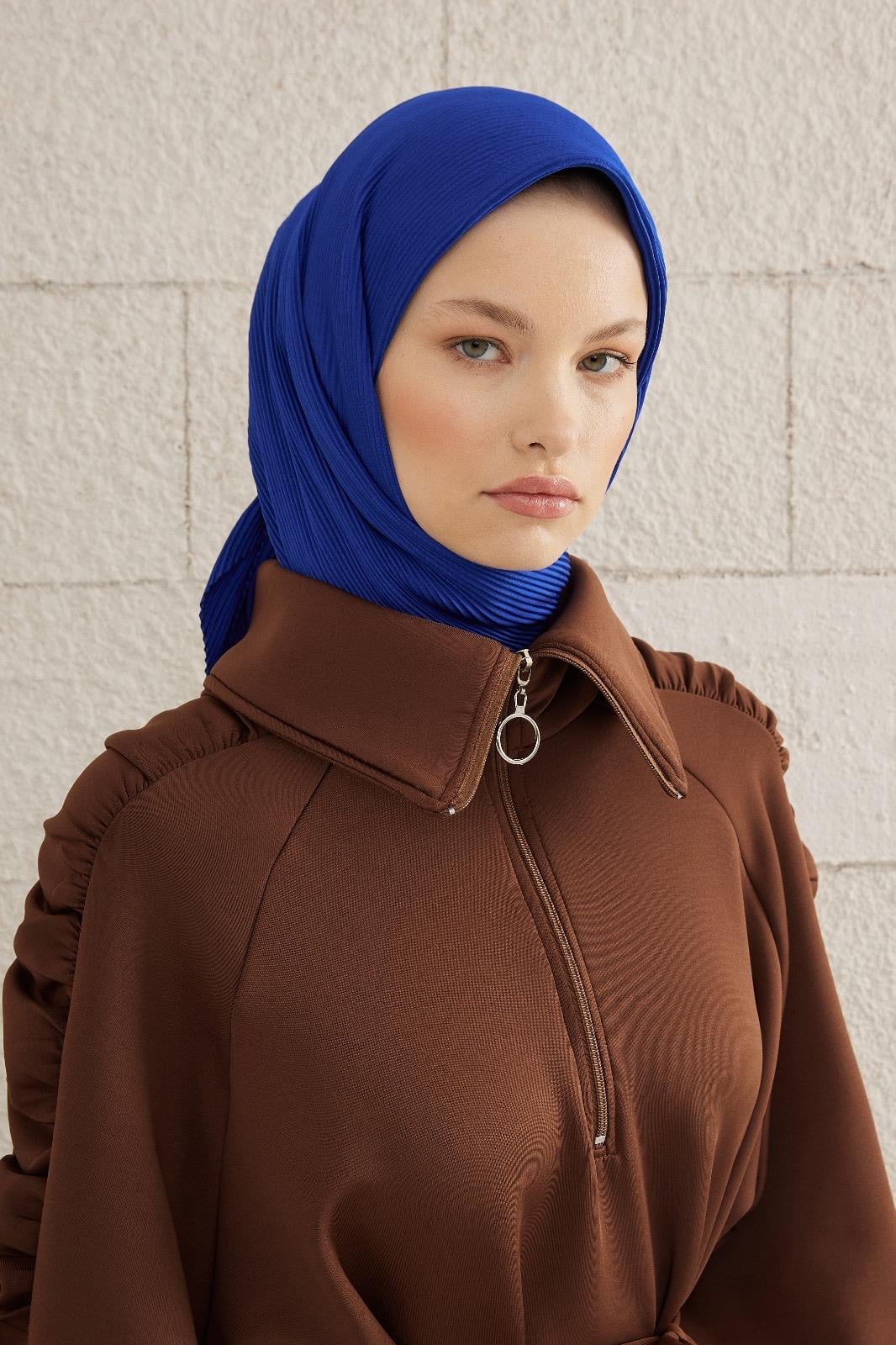 Piliseli Eşarp - saks mavisi