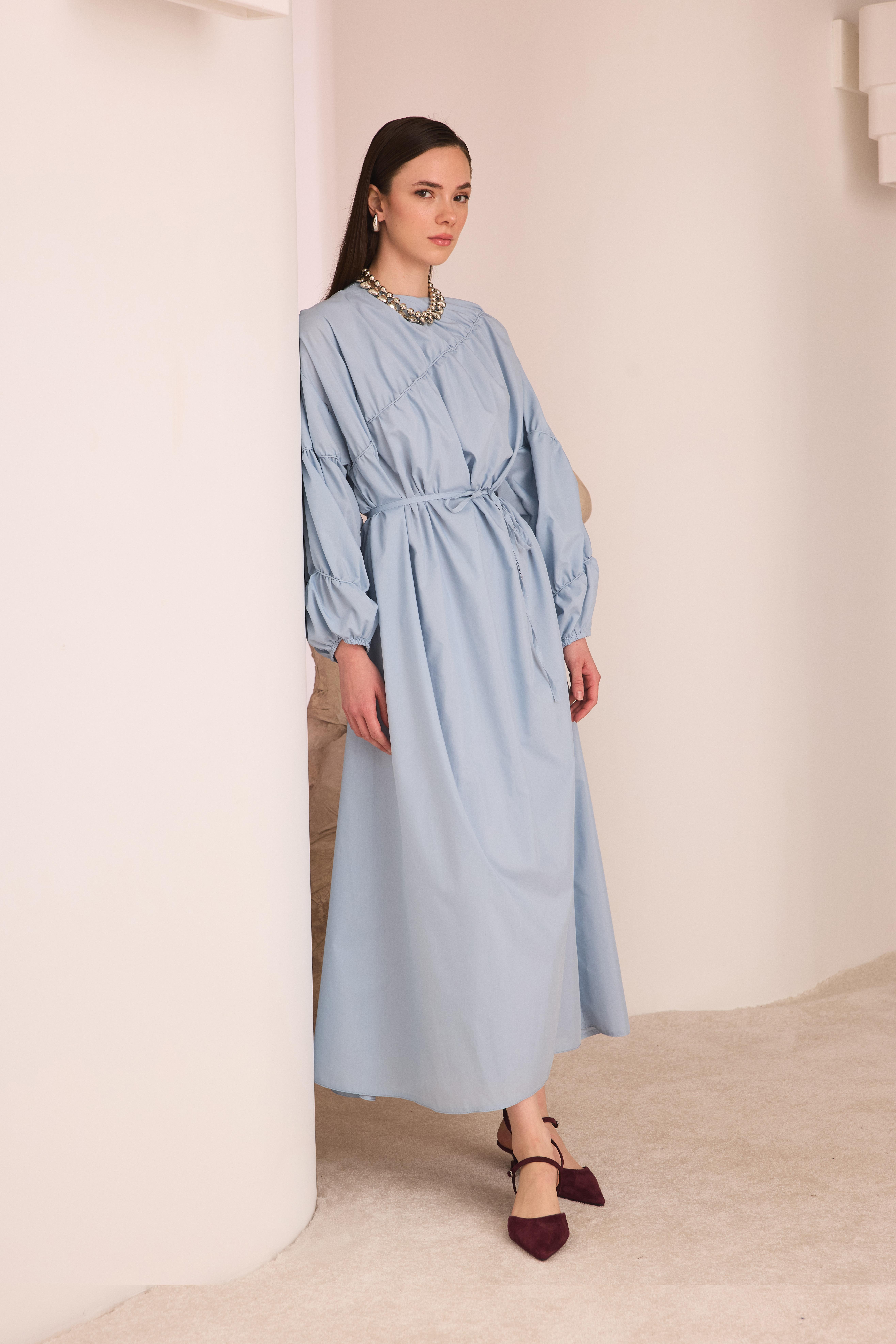 Tremblay Balon Kollu Elbise - bebe mavisi