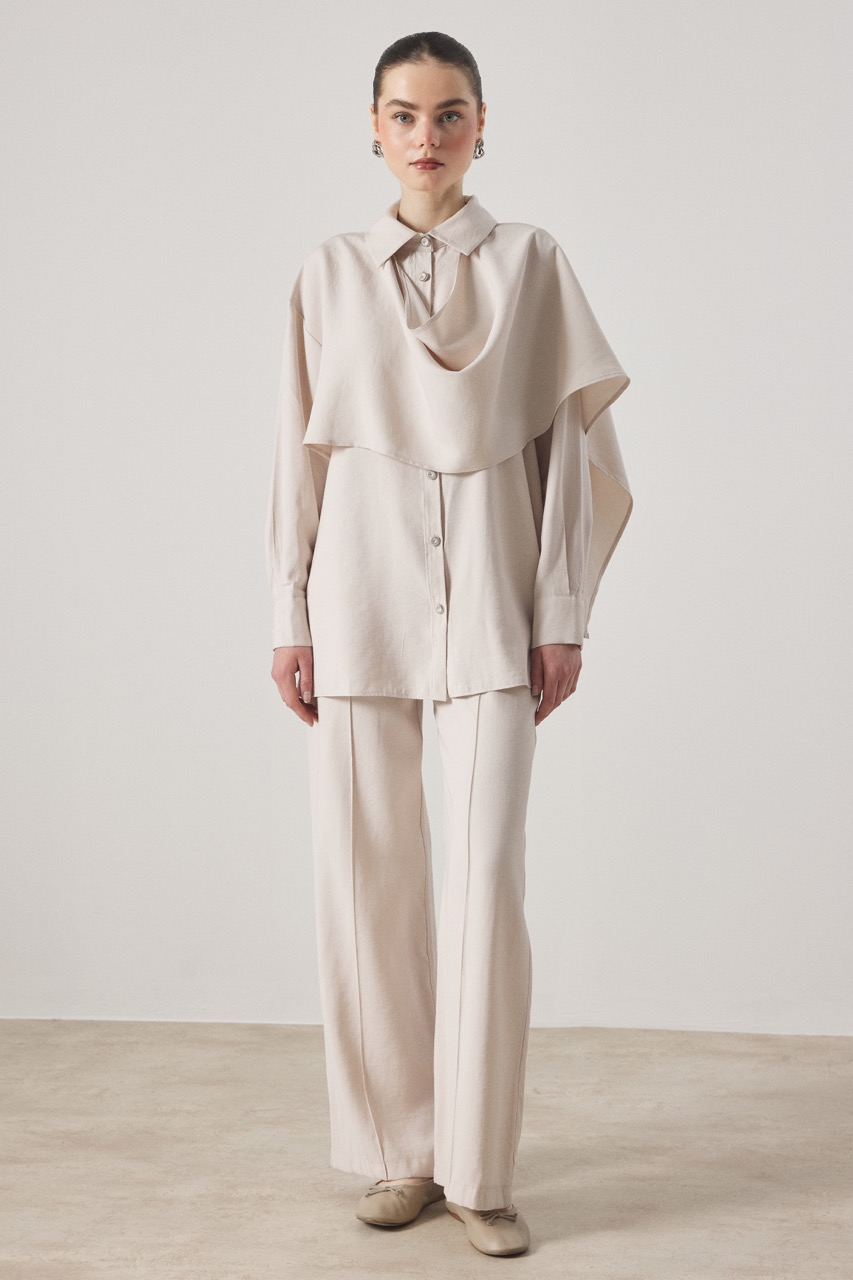 VALÉN OMUZDAN ŞALLI TAKIM - Krem