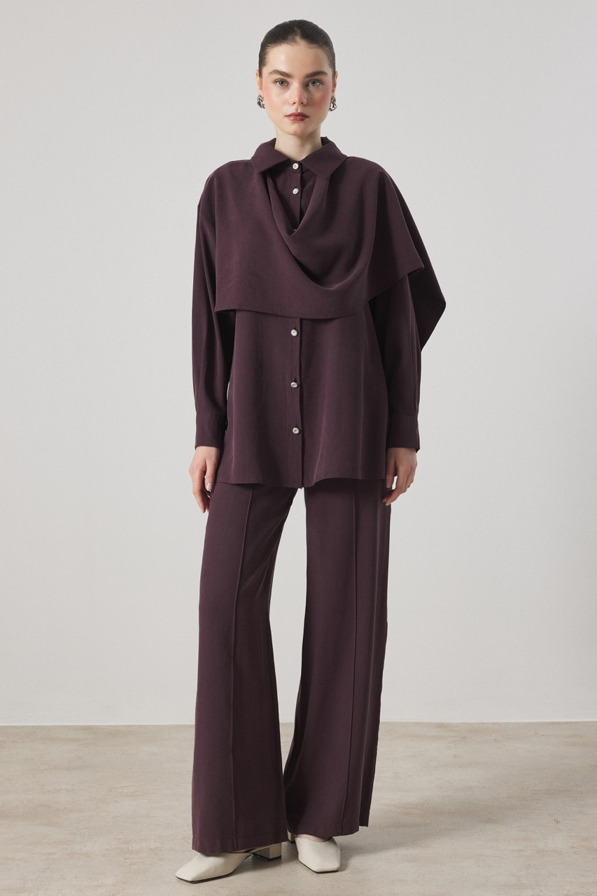 VALÉN OMUZDAN ŞALLI TAKIM - Bordo