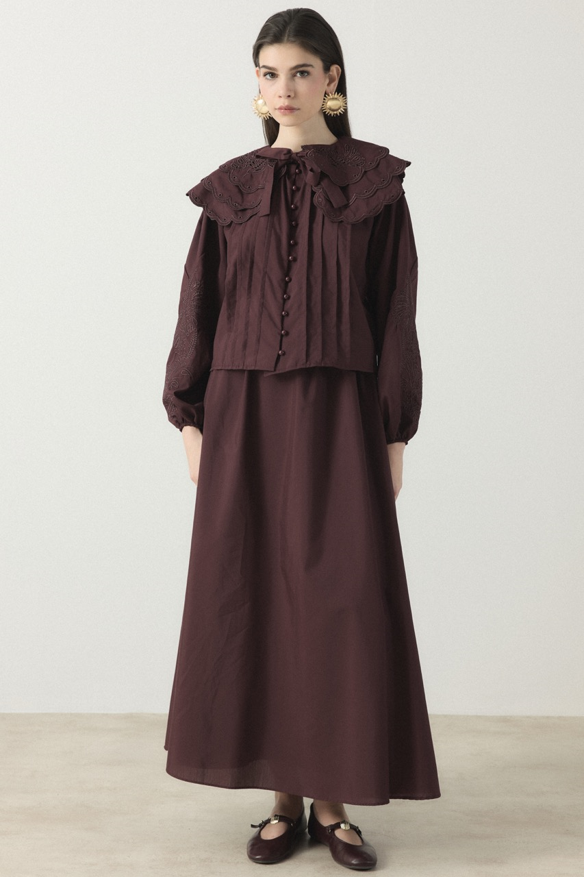 Yaka Nakışlı Dacron Takım - Bordo