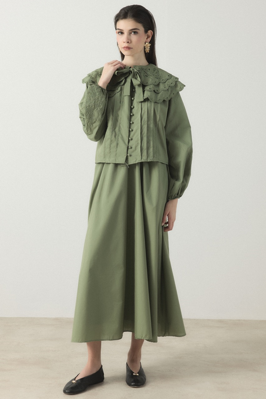 Yaka Nakışlı Dacron Takım - Yeşil