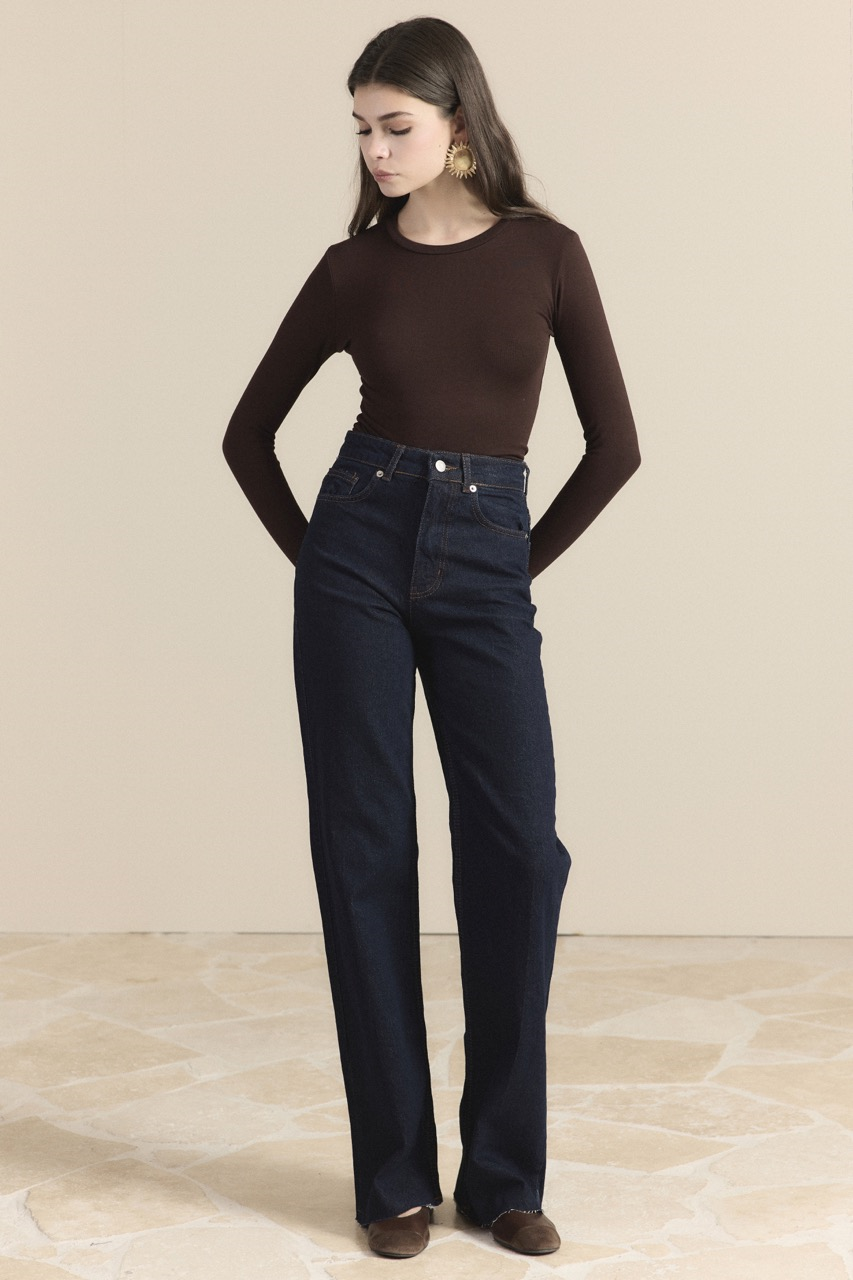 Yüksek Bel Straight Kot Pantolon - Koyu Lacivert