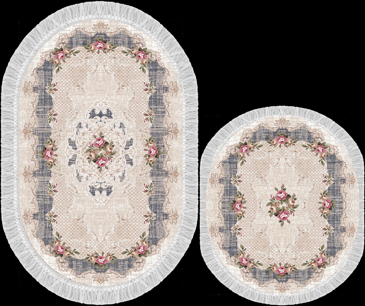 Seroni Pırıltı Oval İkili Banyo Halısı  Ebat:60*150 KK:0306