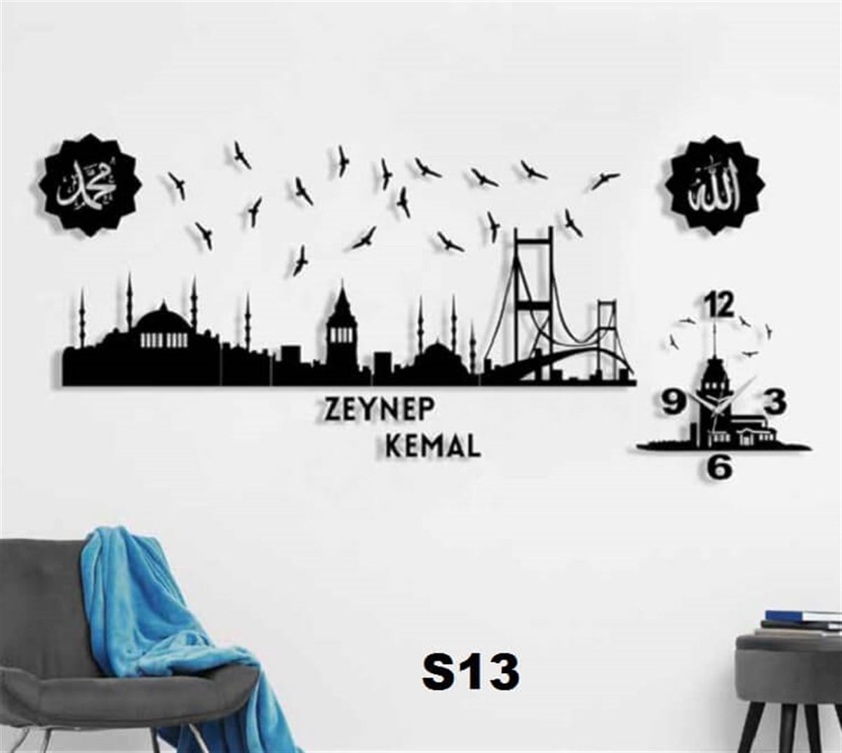 Projexİstanbul Temalı İsim Yazılabilir Dekoratif Saat