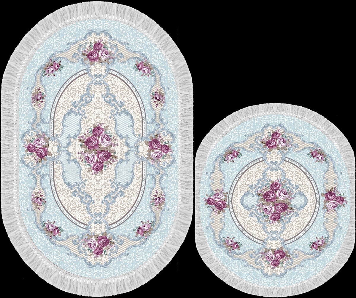 Seroni Pırıltı Oval İkili Banyo Halısı  Ebat:60*150 KK:0315