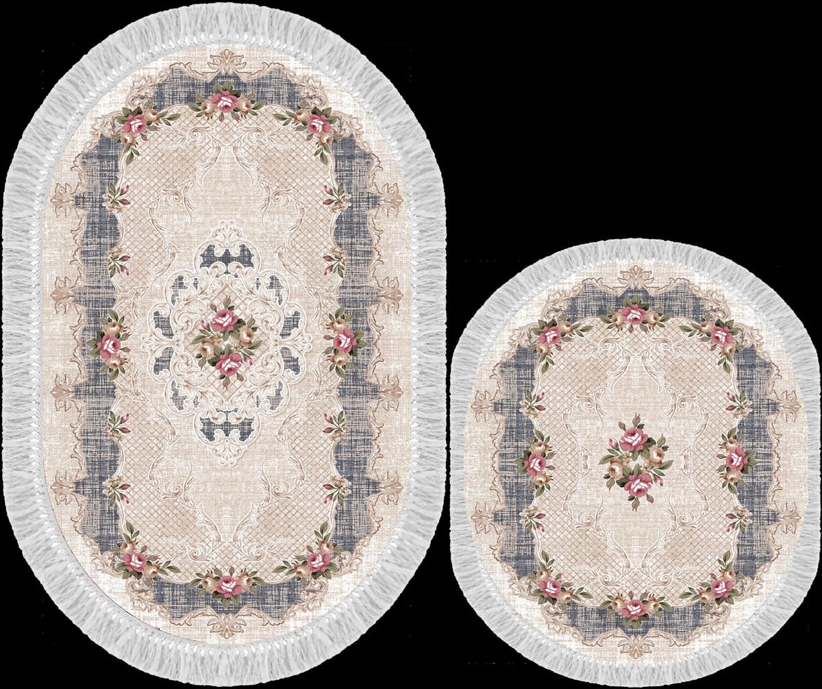 Seroni Pırıltı Oval İkili Banyo Halısı  Ebat:60*150 KK:0306
