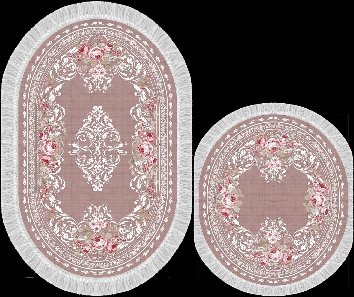 Seroni Pırıltı Oval İkili Banyo Halısı  Ebat:60*150 KK:0310