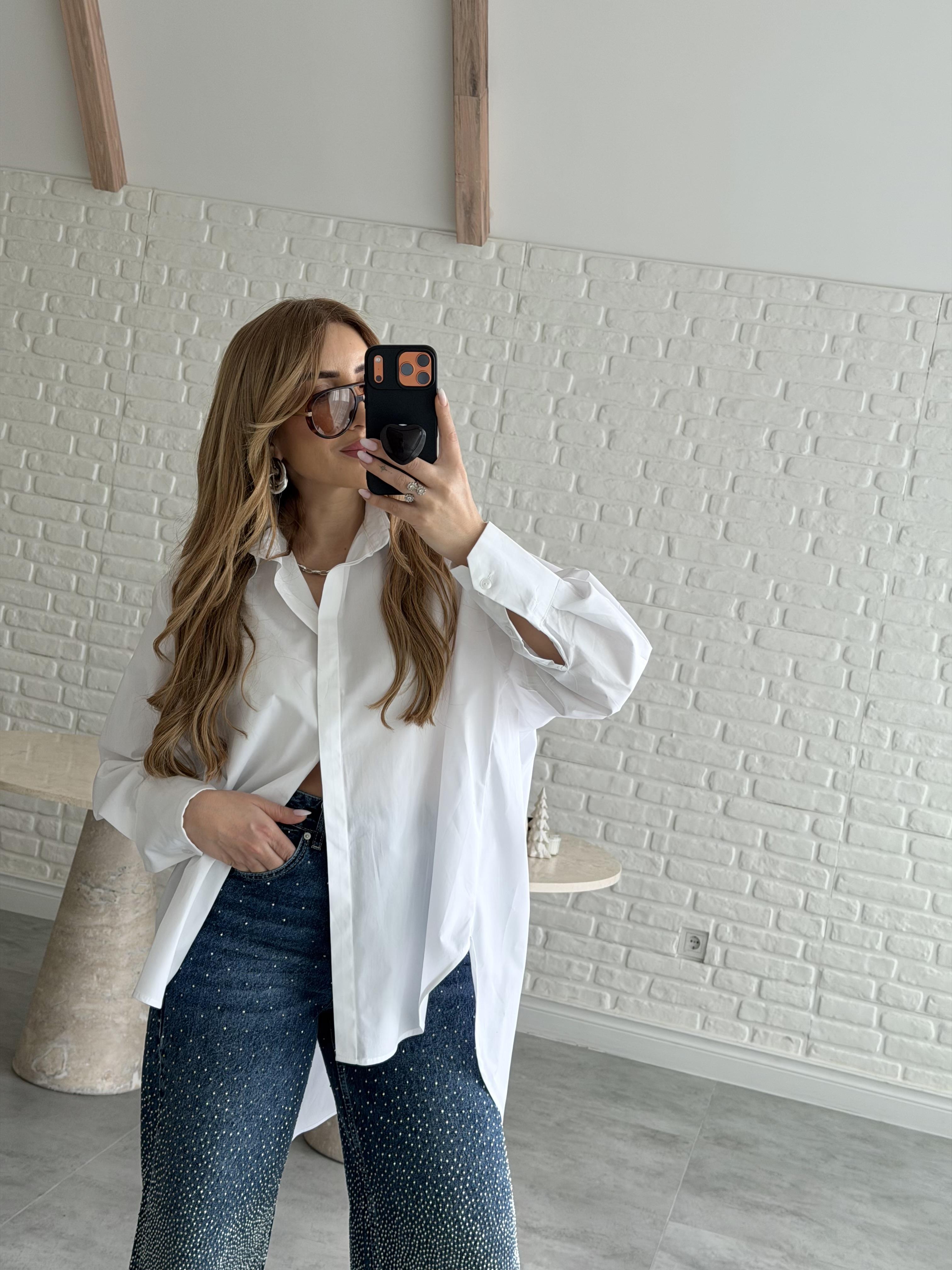Beyaz Oversize Poplin Gömlek