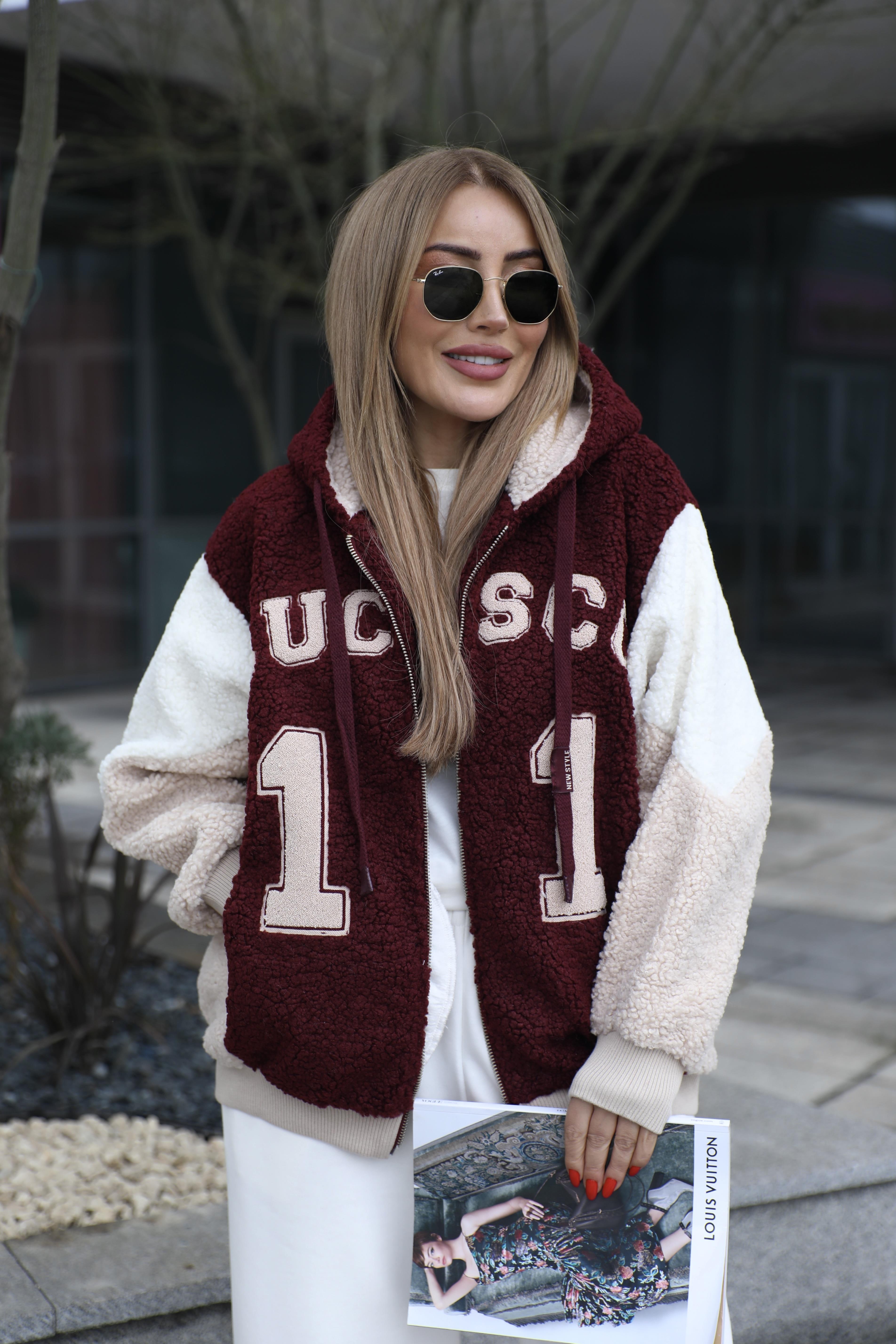 Bordo Peluş Mont